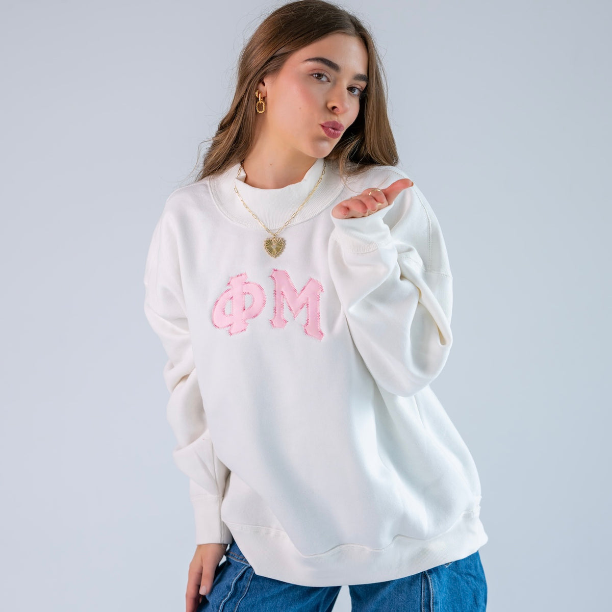 That Girl Pink Rainbow Thread Mockneck Sweatshirt