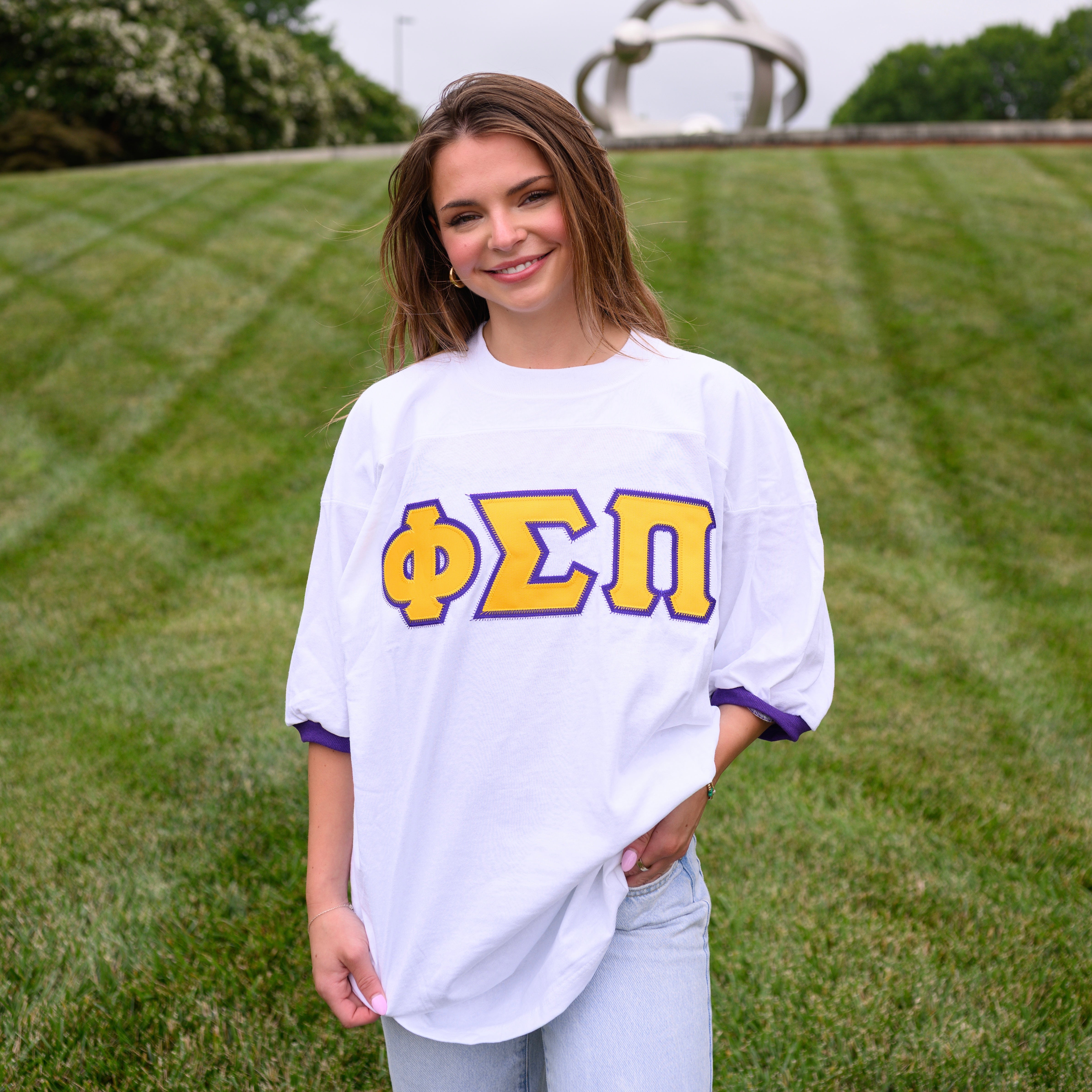 Basic Greek Letter Crew Neck Jersey - Phi Sigma Pi