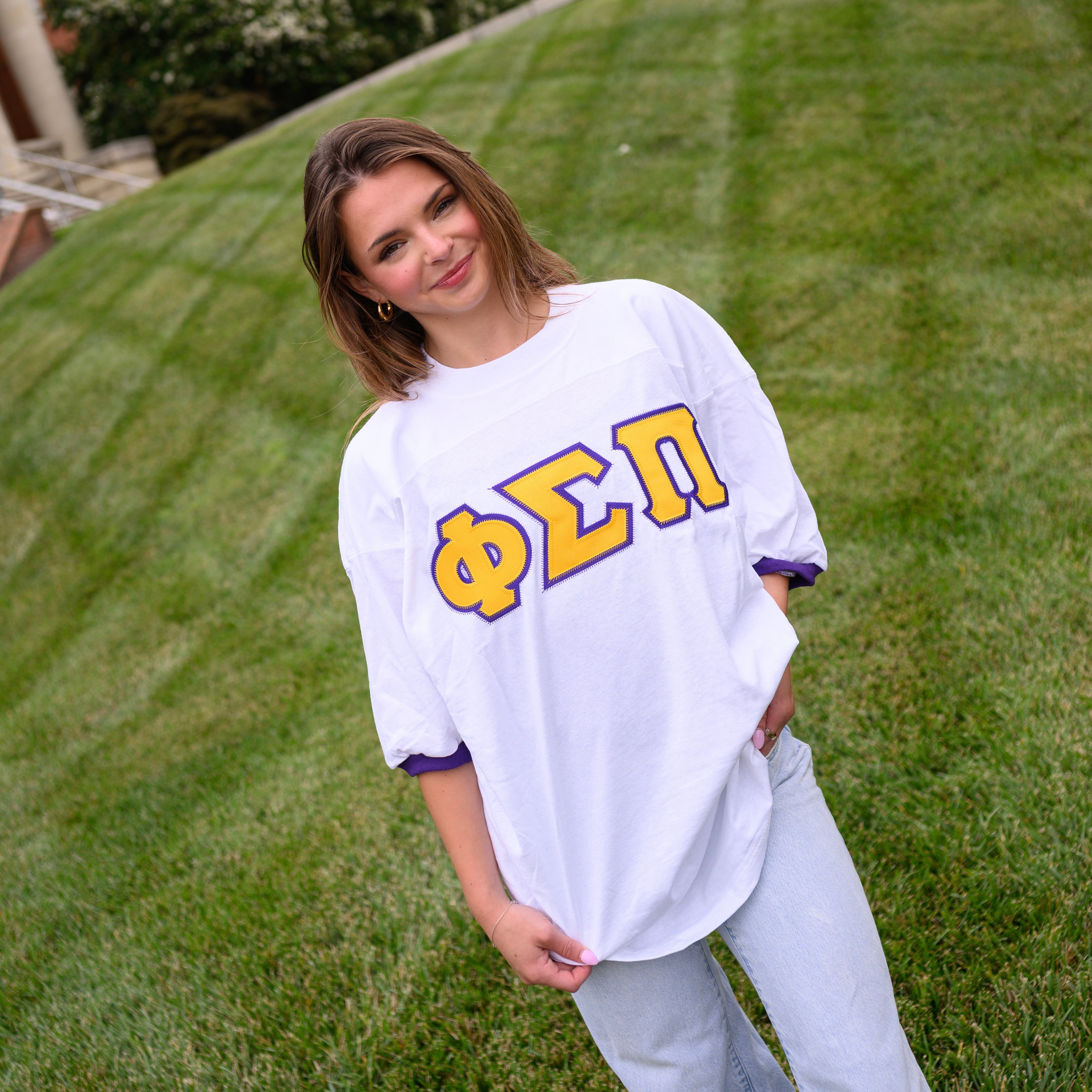 Basic Greek Letter Crew Neck Jersey - Phi Sigma Pi