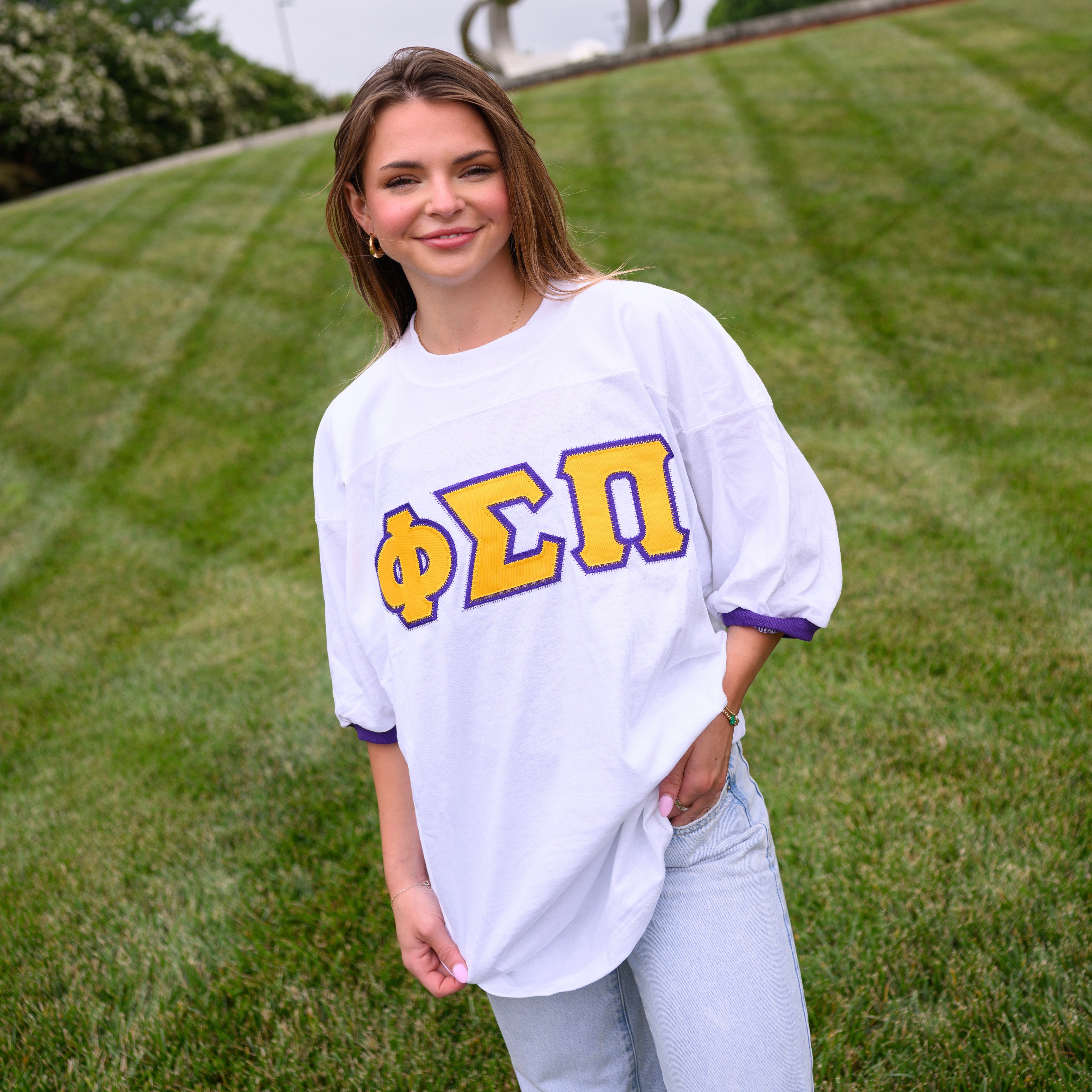 Basic Greek Letter Crew Neck Jersey - Phi Sigma Pi