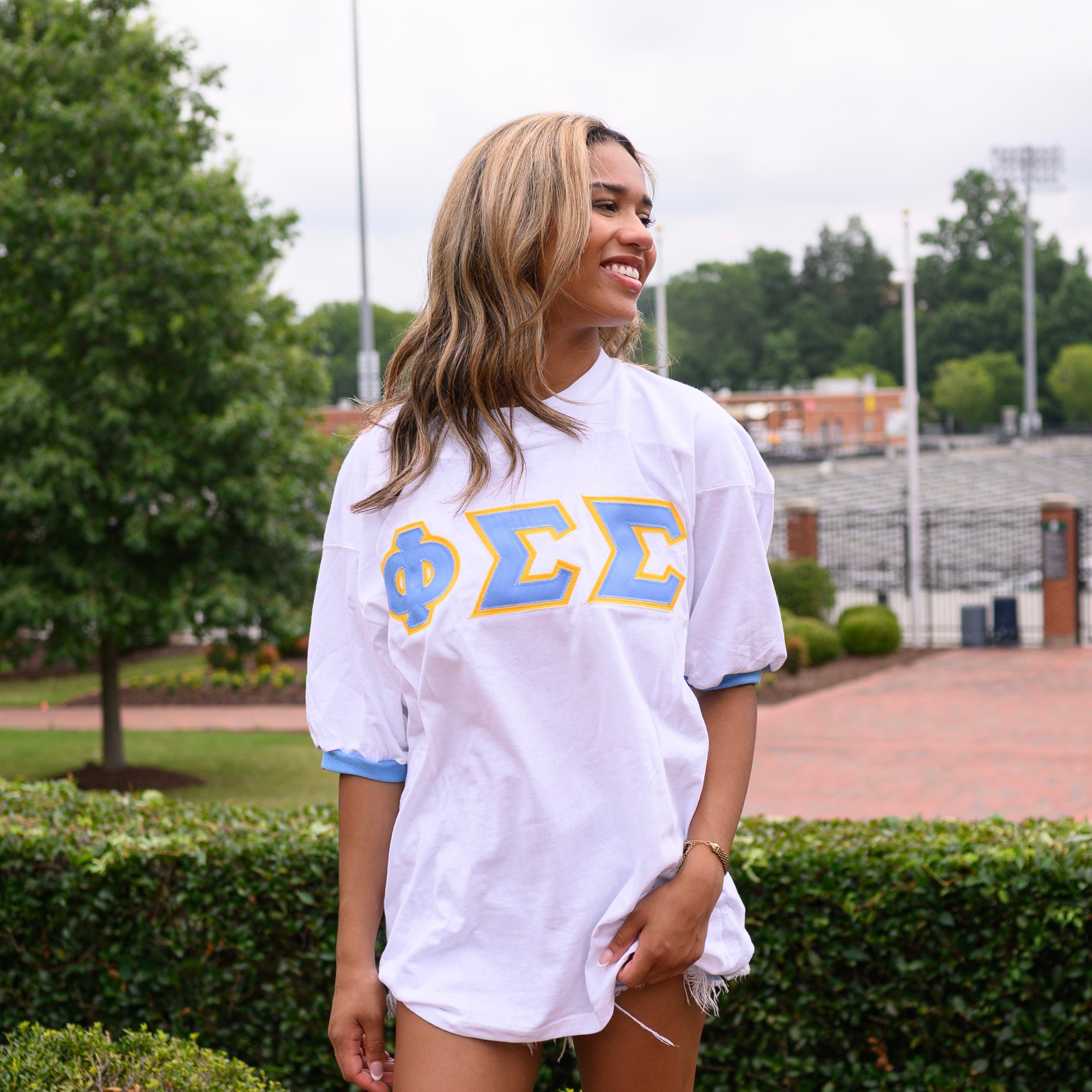 Basic Greek Letter Crew Neck Jersey - Phi Sigma Sigma