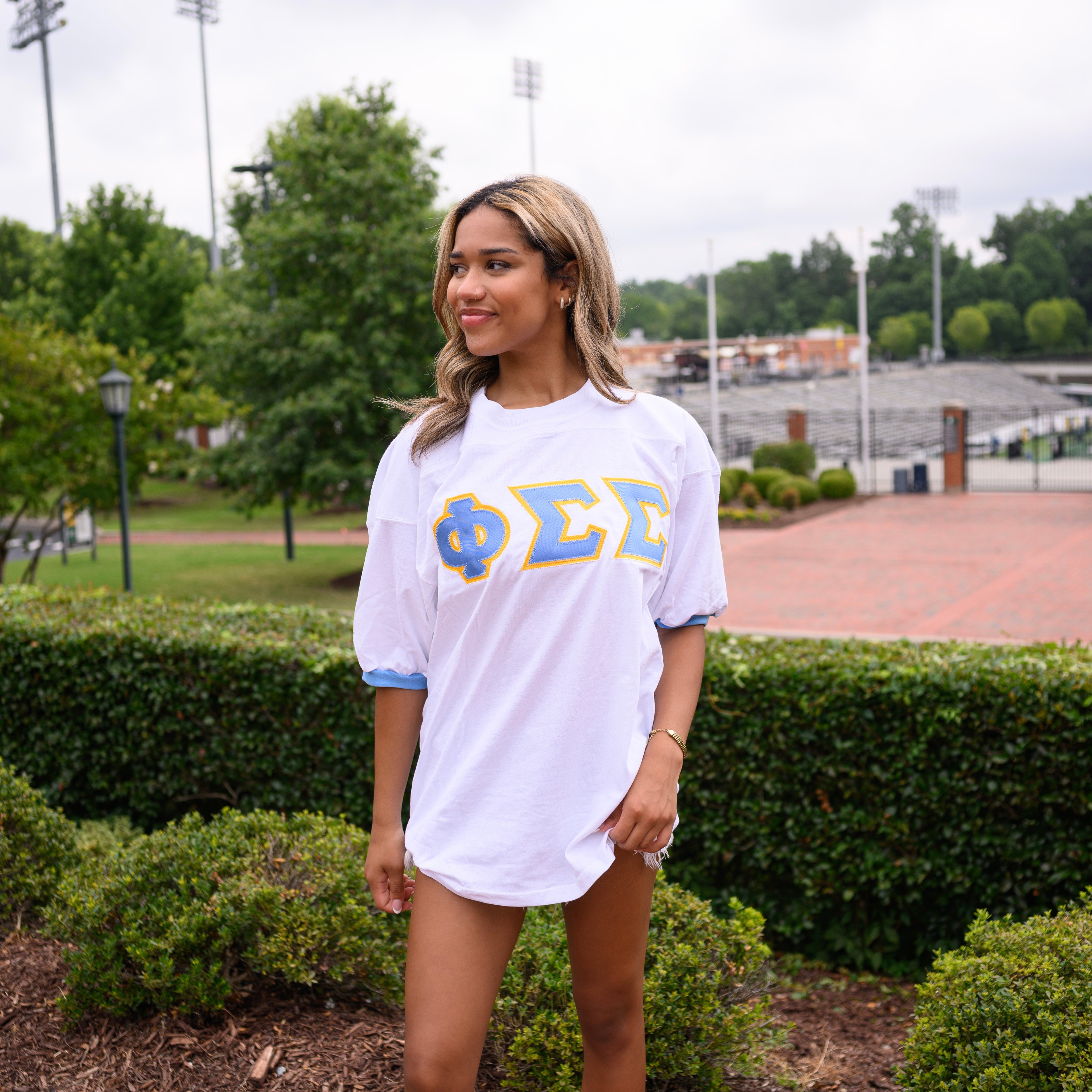 Basic Greek Letter Crew Neck Jersey - Phi Sigma Sigma