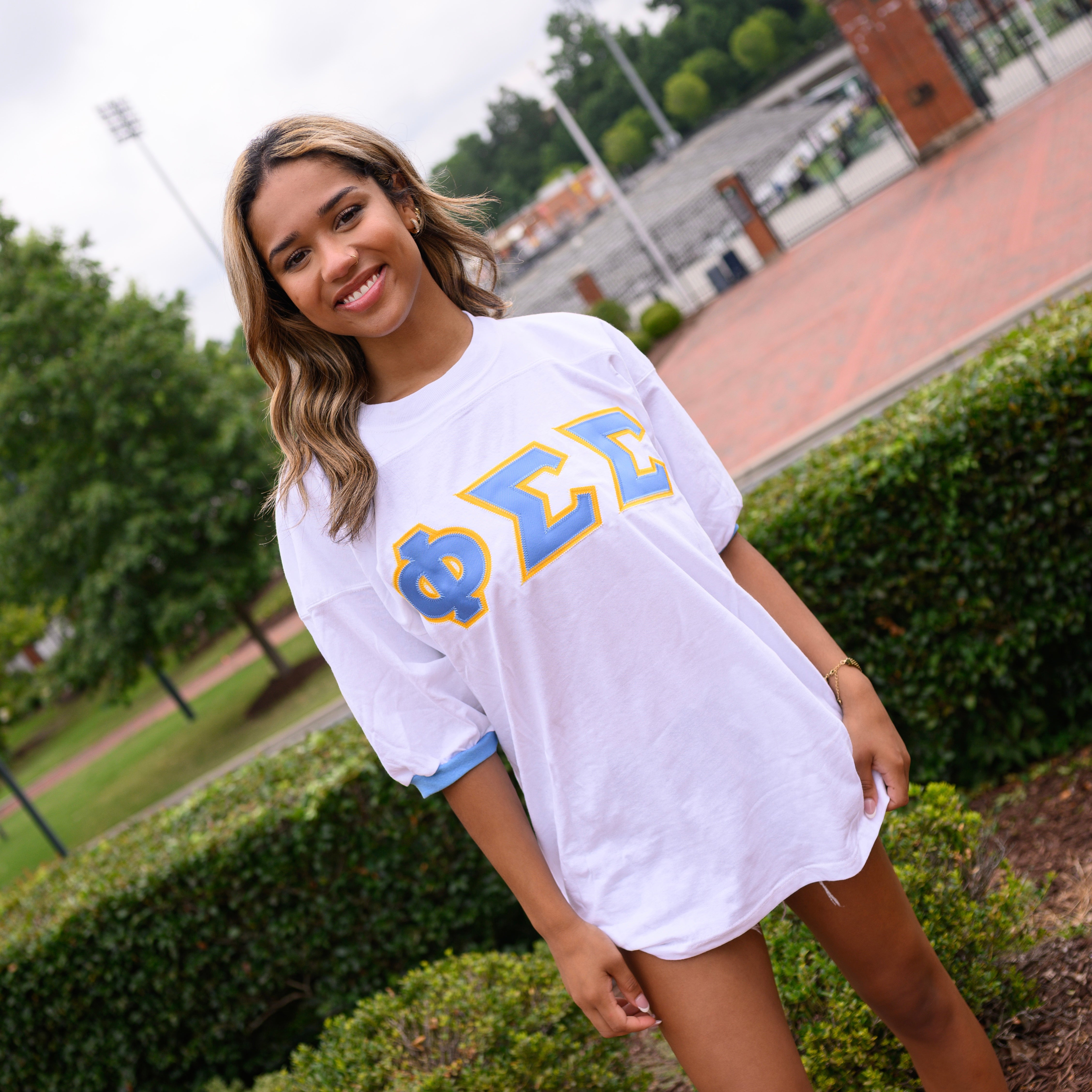 Basic Greek Letter Crew Neck Jersey - Phi Sigma Sigma
