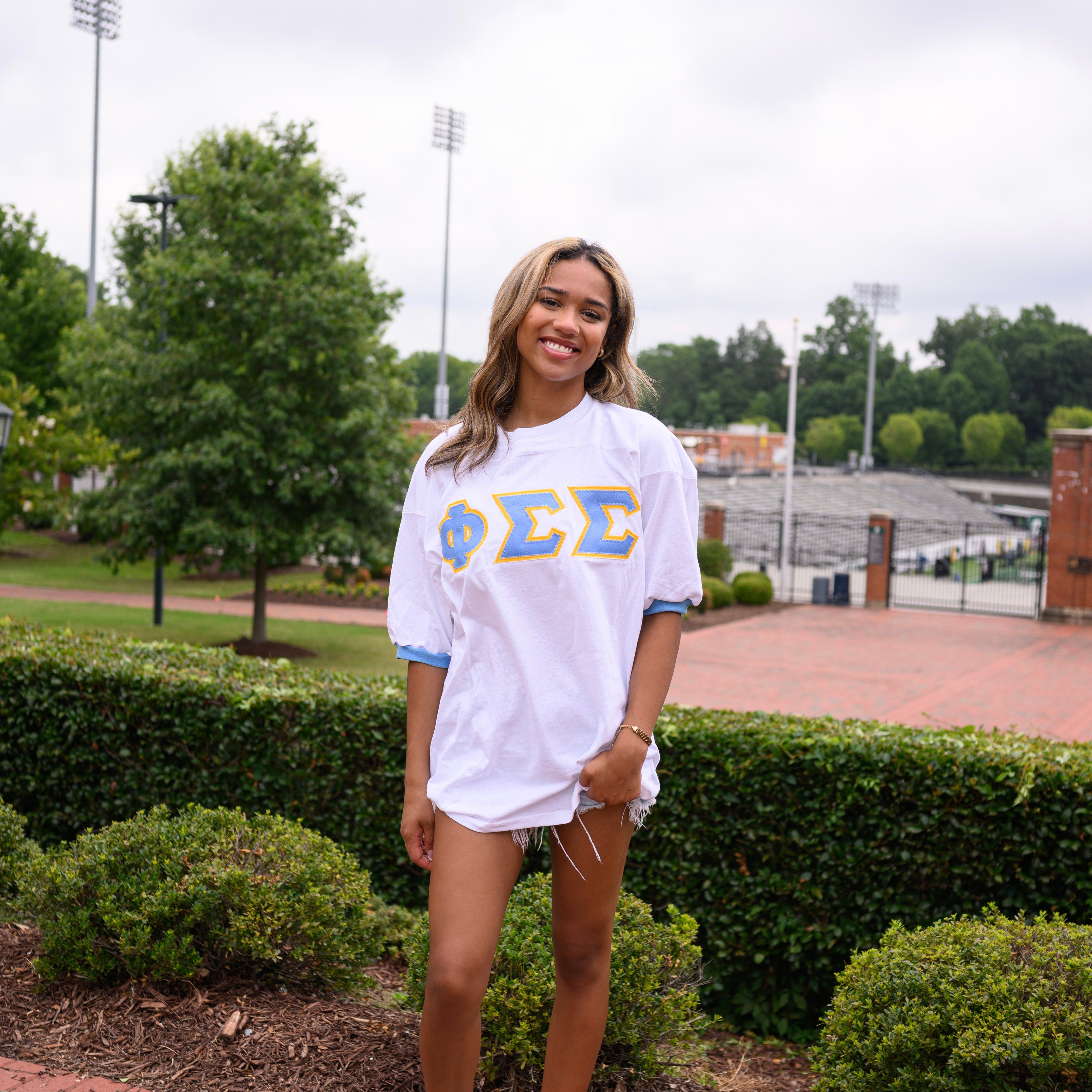 Basic Greek Letter Crew Neck Jersey - Phi Sigma Sigma