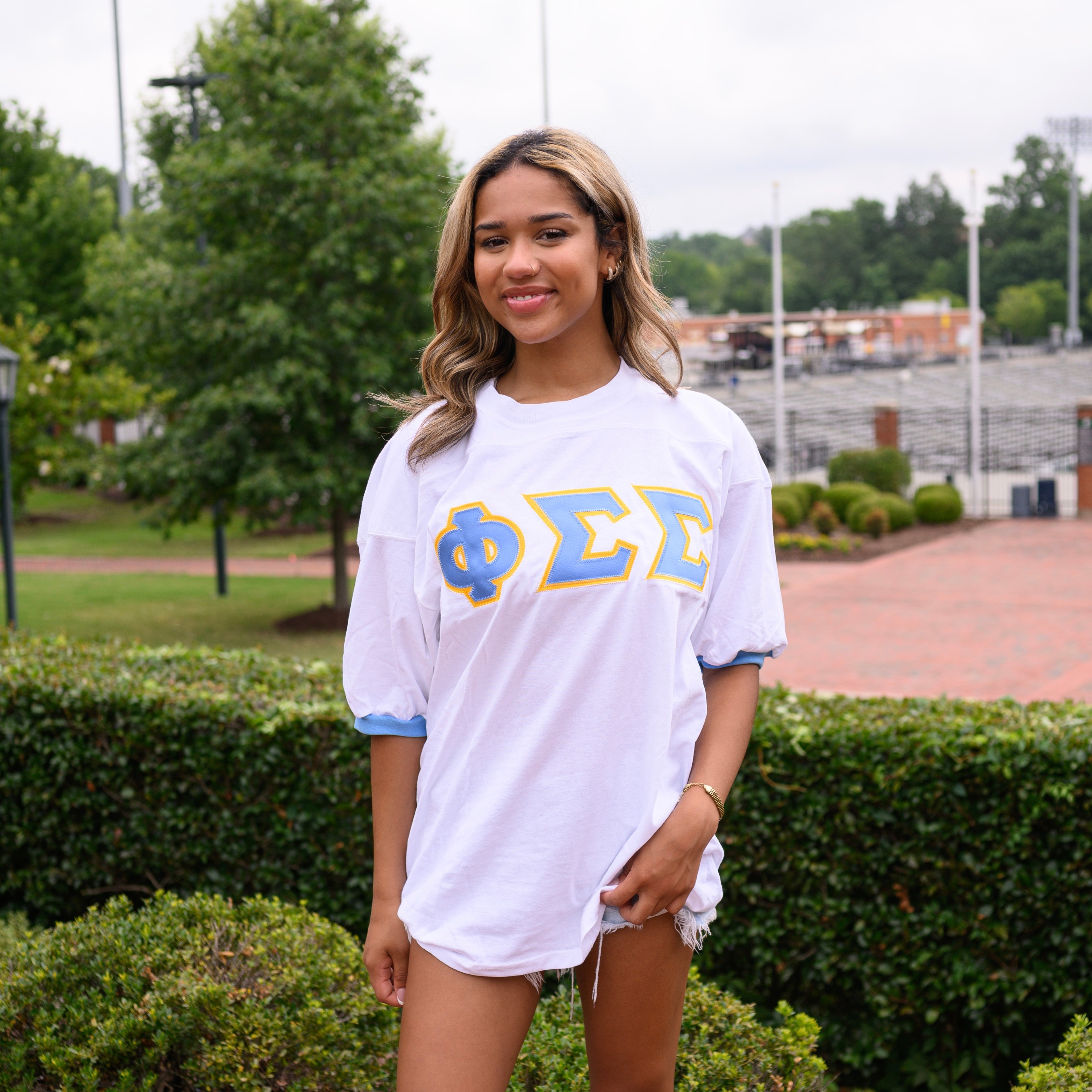 Basic Greek Letter Crew Neck Jersey - Phi Sigma Sigma