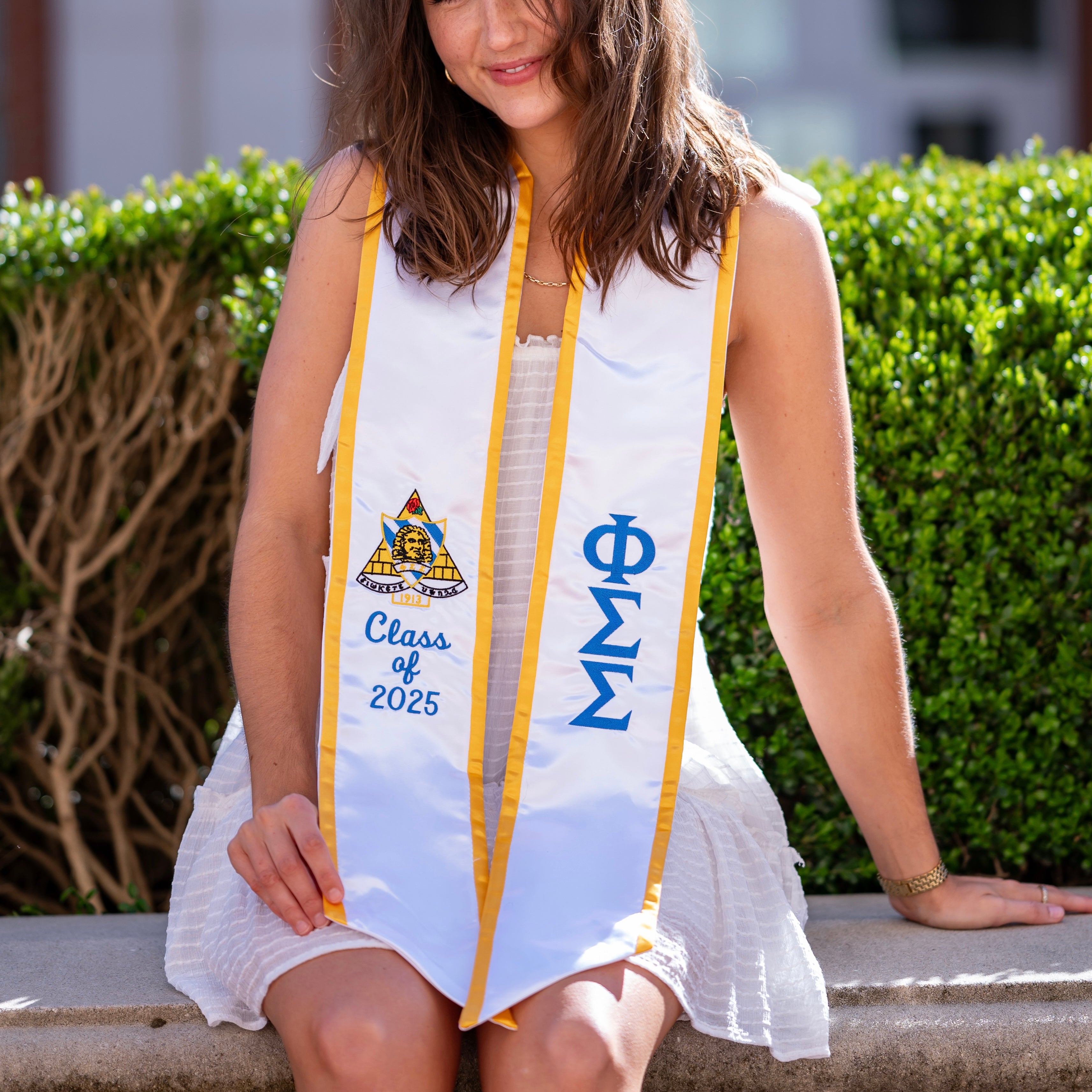 Phi Sigma Sigma Crest Angled Sorority Graduation Stole