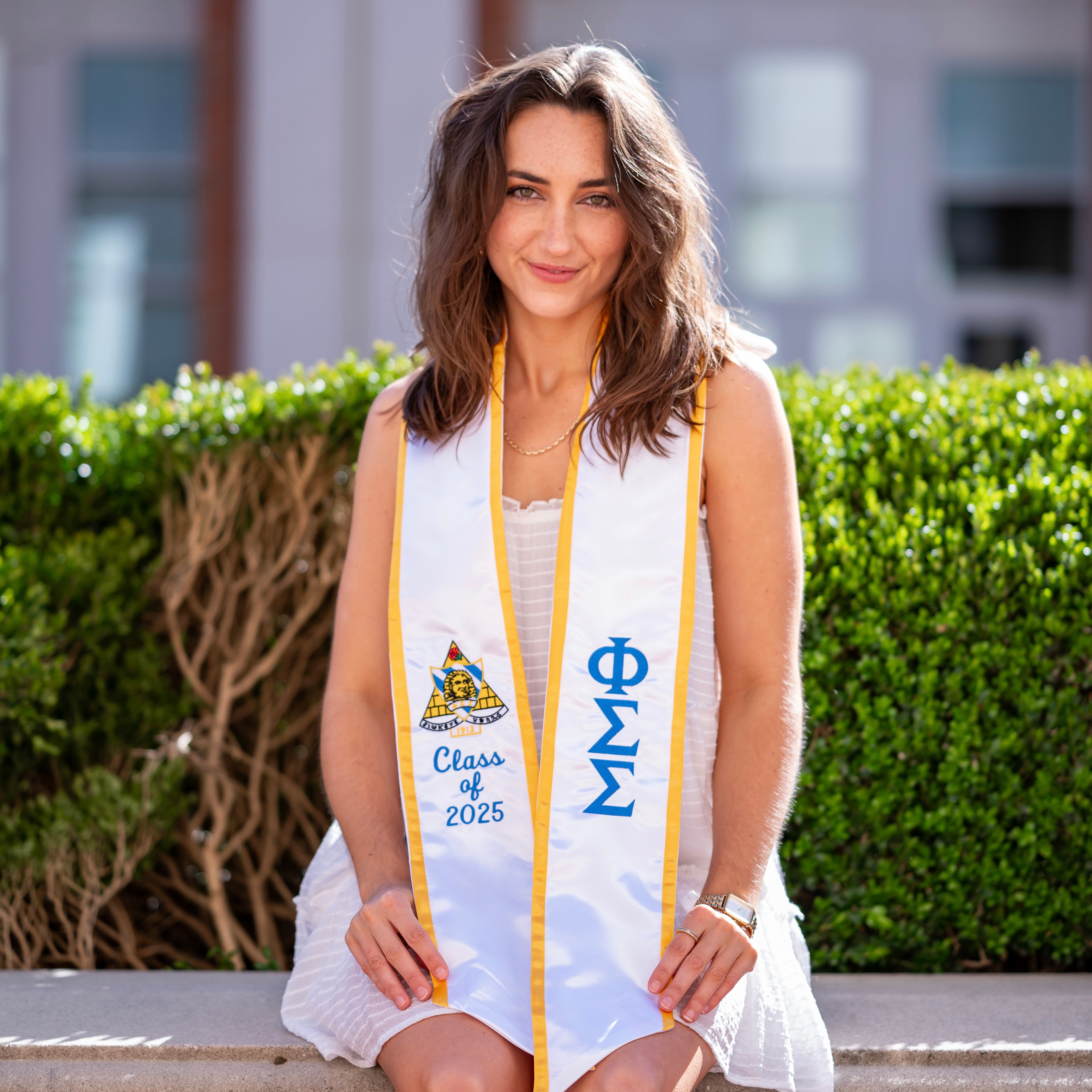 Phi Sigma Sigma Crest Angled Sorority Graduation Stole