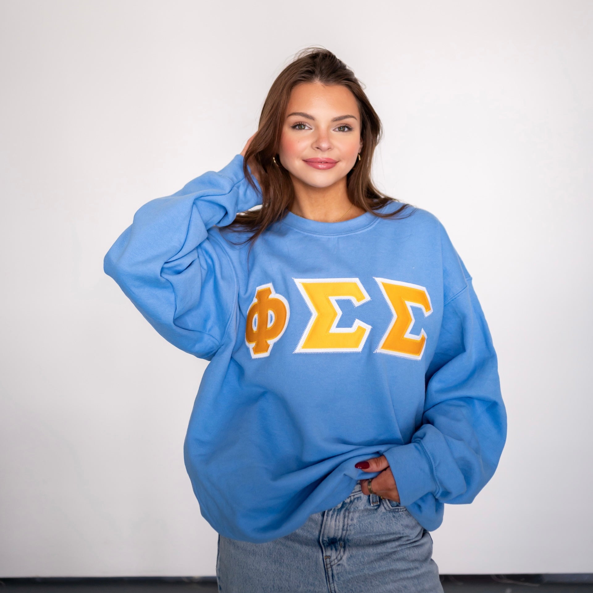 Basic Greek Letter Crewneck Sweatshirt - Phi Sigma Sigma