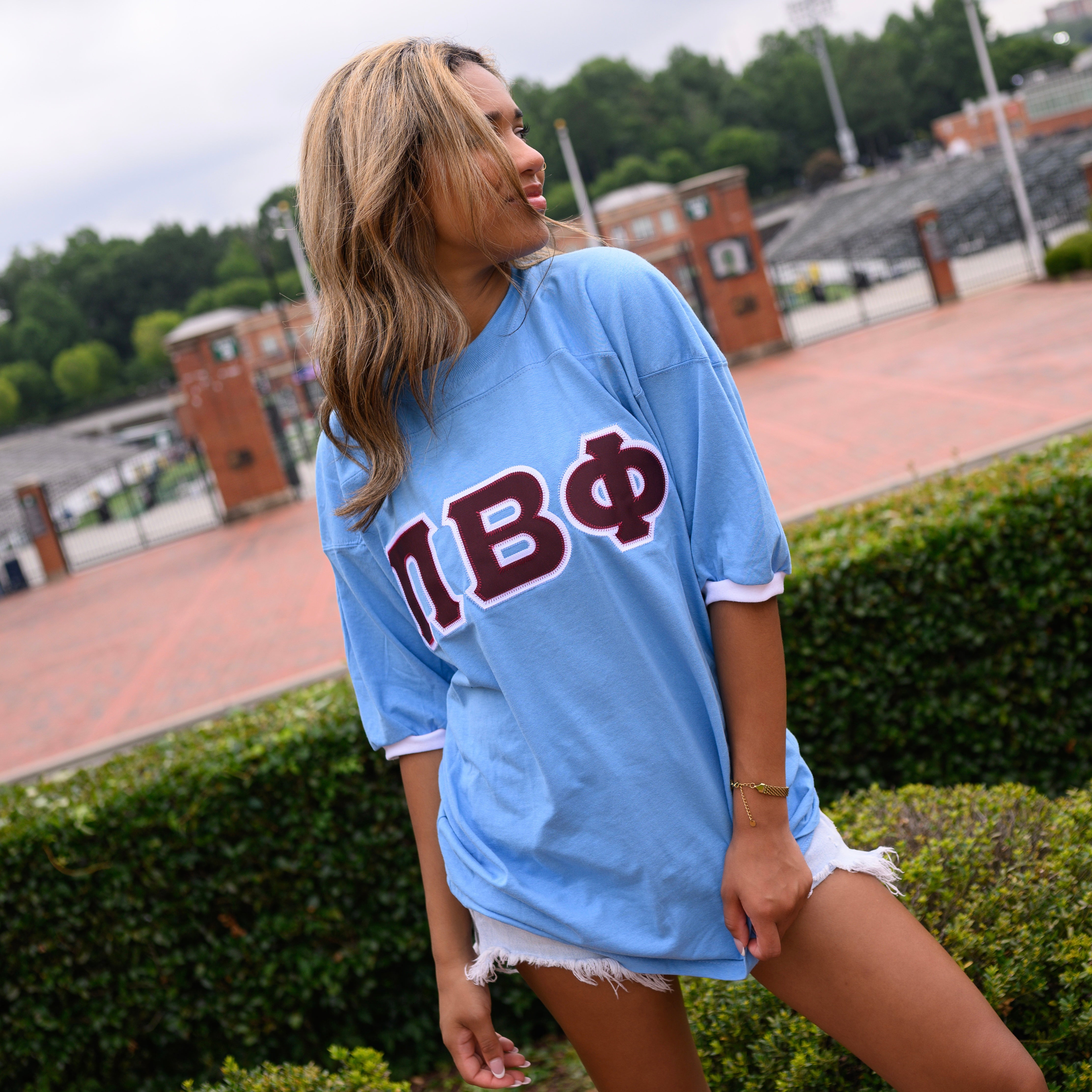 Basic Greek Letter Crew Neck Jersey - Pi Beta Phi