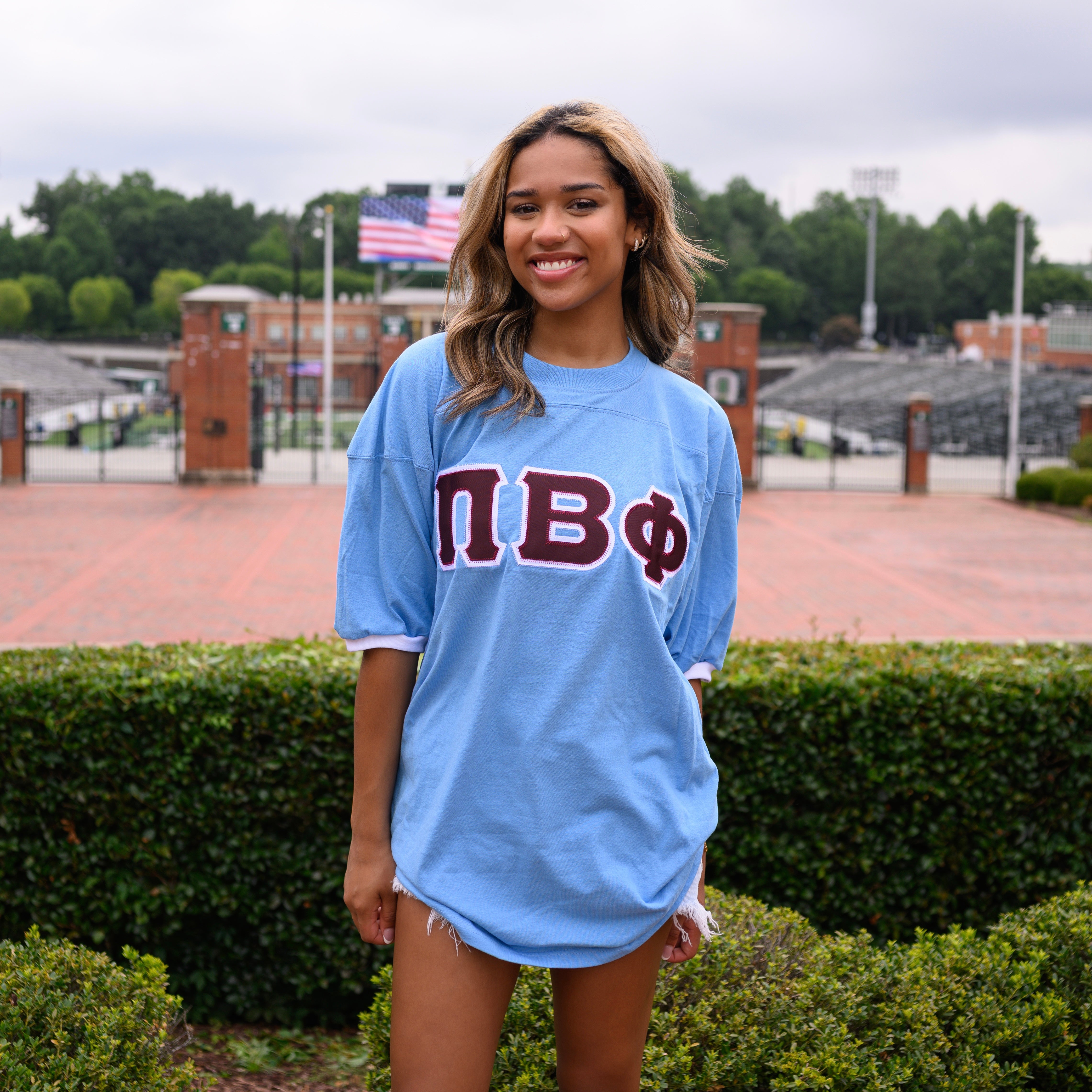 Basic Greek Letter Crew Neck Jersey - Pi Beta Phi