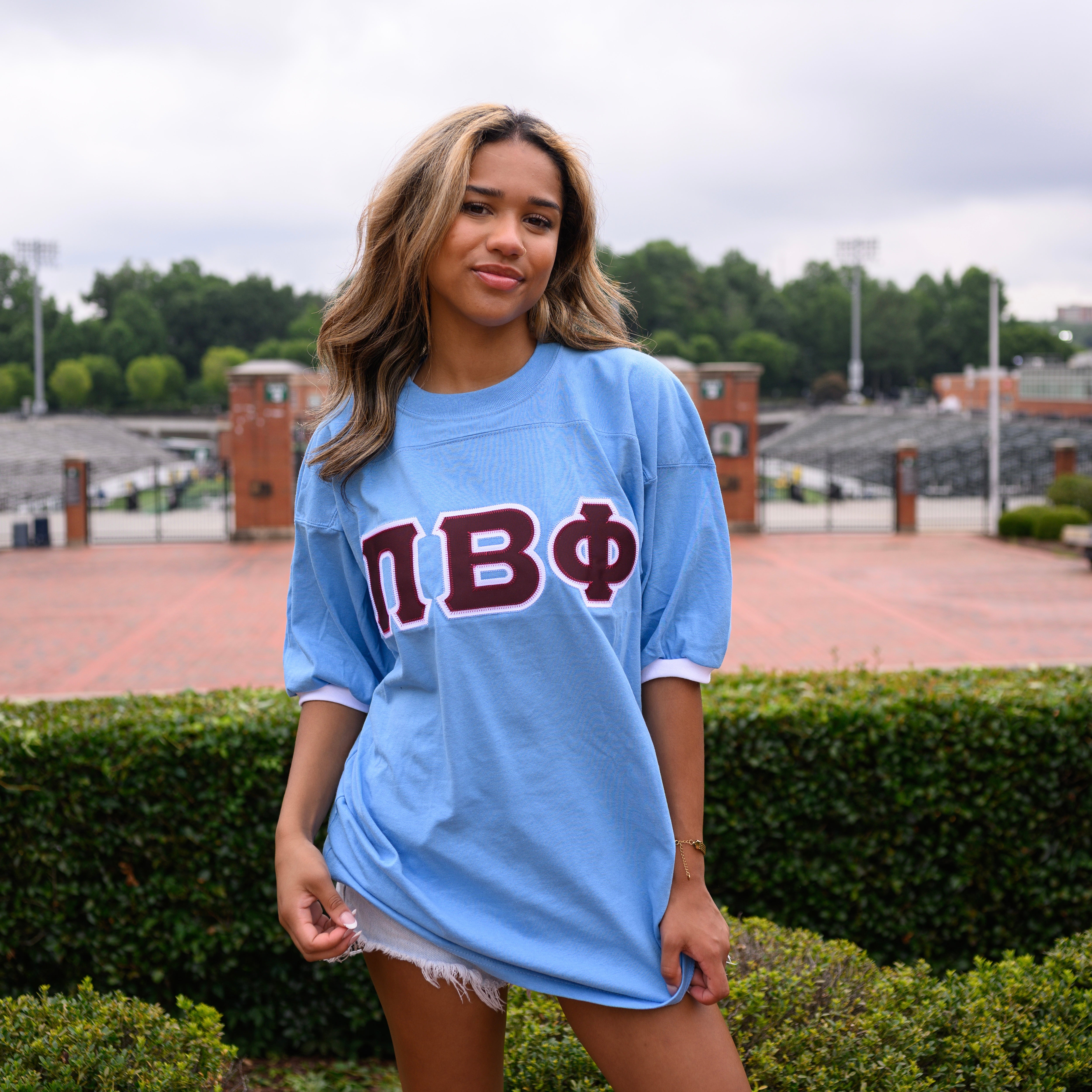 Basic Greek Letter Crew Neck Jersey - Pi Beta Phi