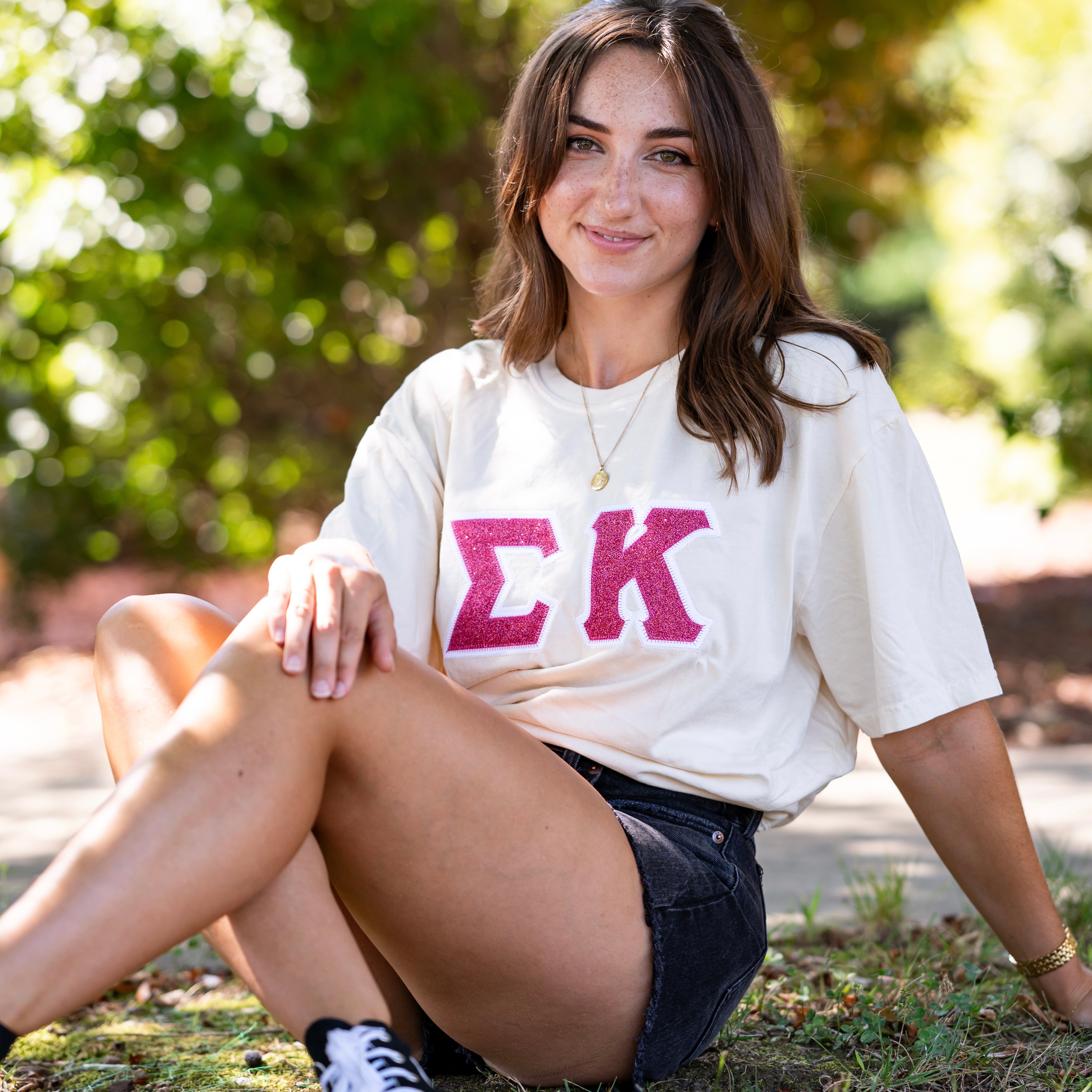 Pink Glitter Greek Letter Shirt - Sigma Kappa