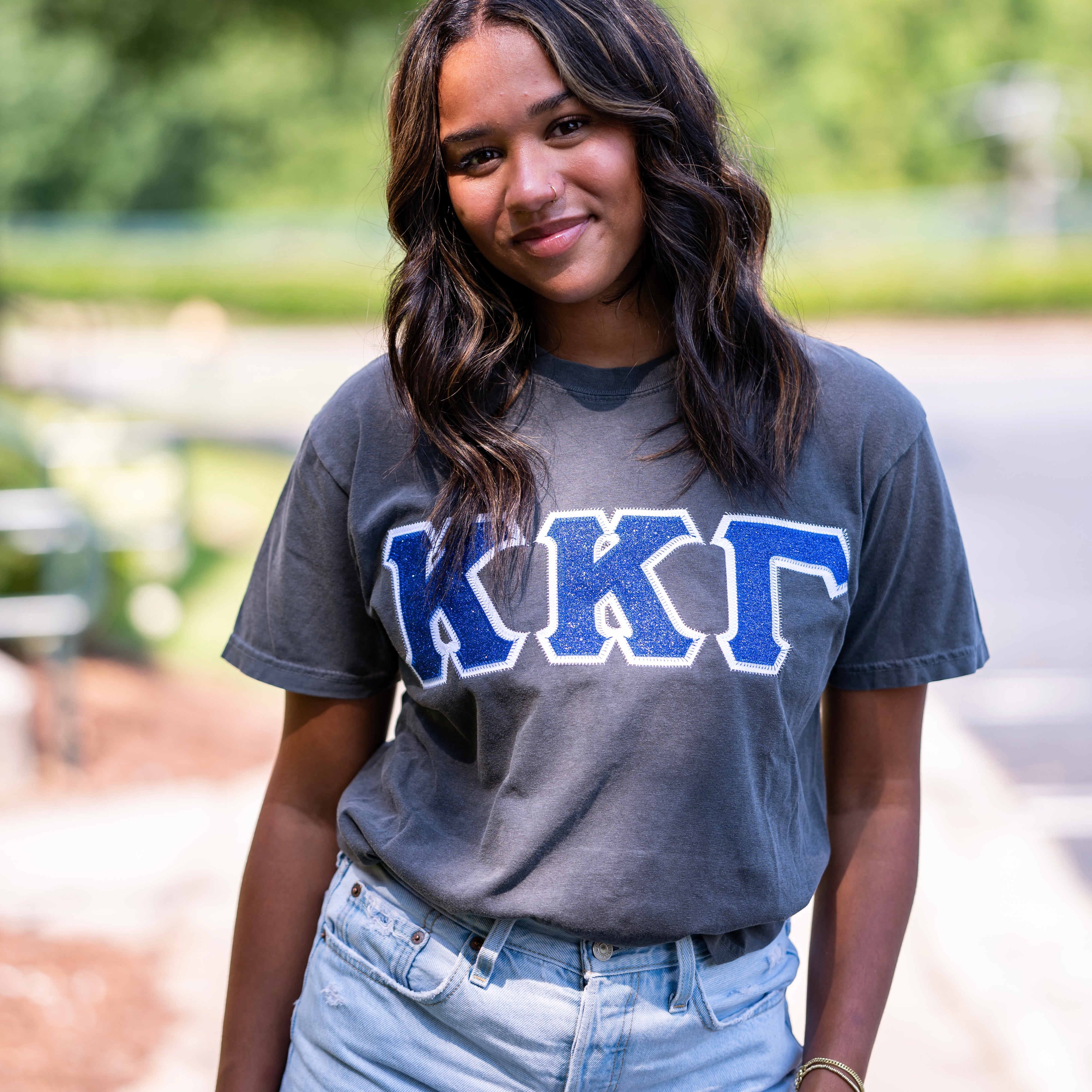 Royal Blue Glitter Greek Letter Shirt - Kappa Kappa Gamma