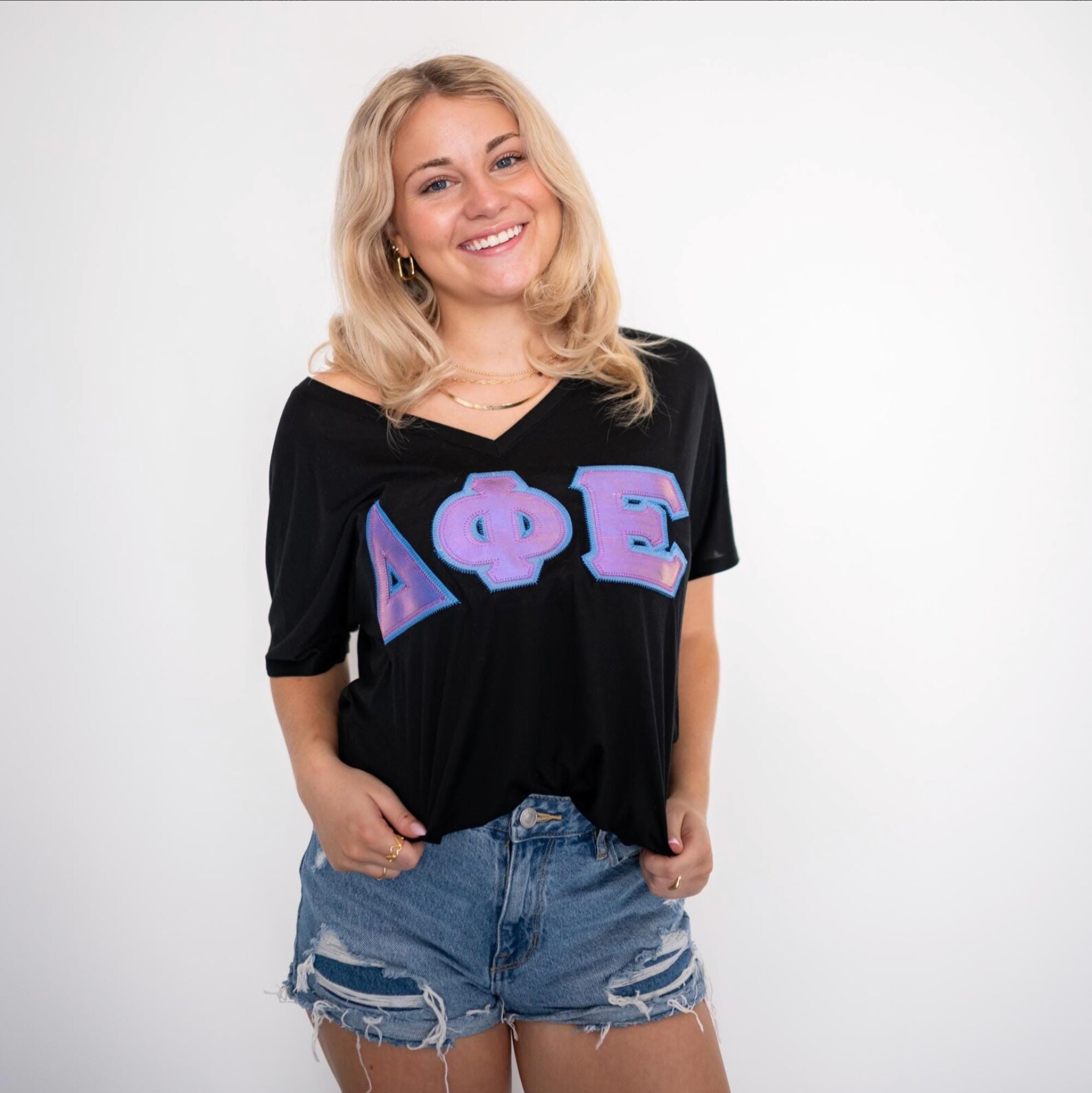 Purple Iridescent Greek Letter Shirt