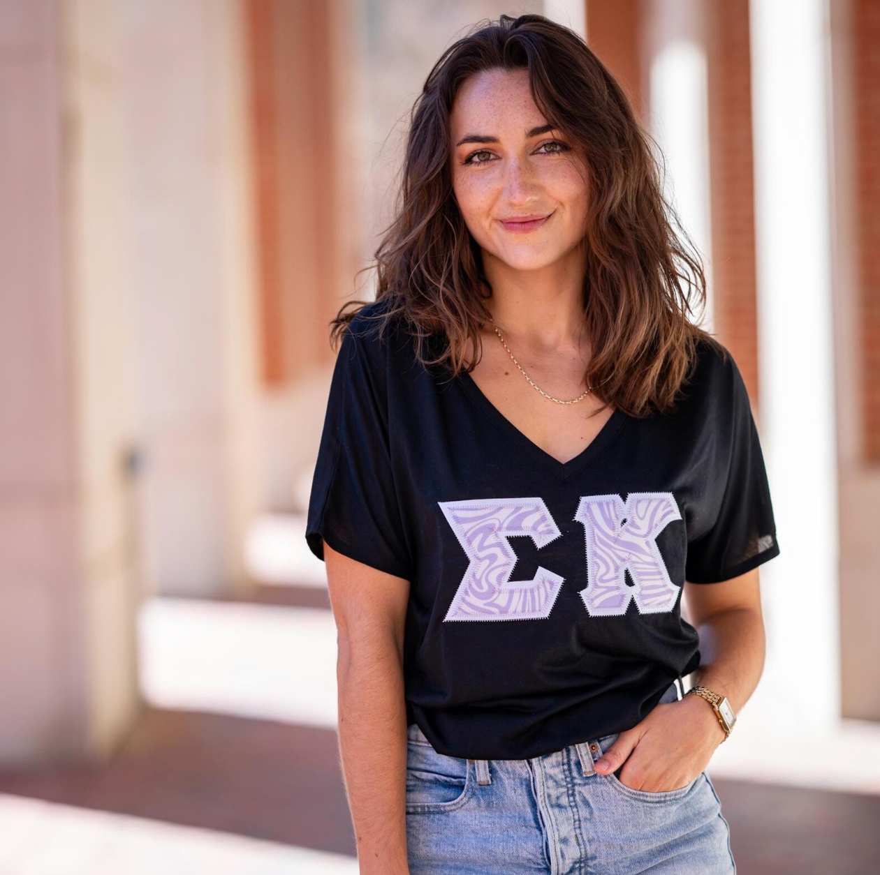 Light Purple Zebra Greek Letter Shirt