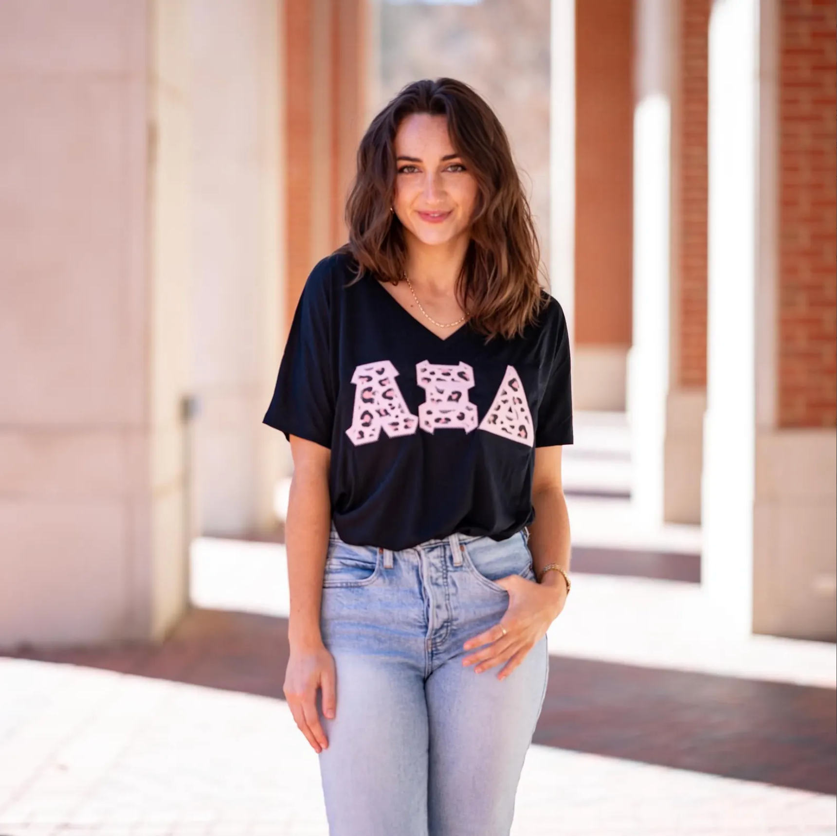 Peach Cheetah Greek Letter Shirt