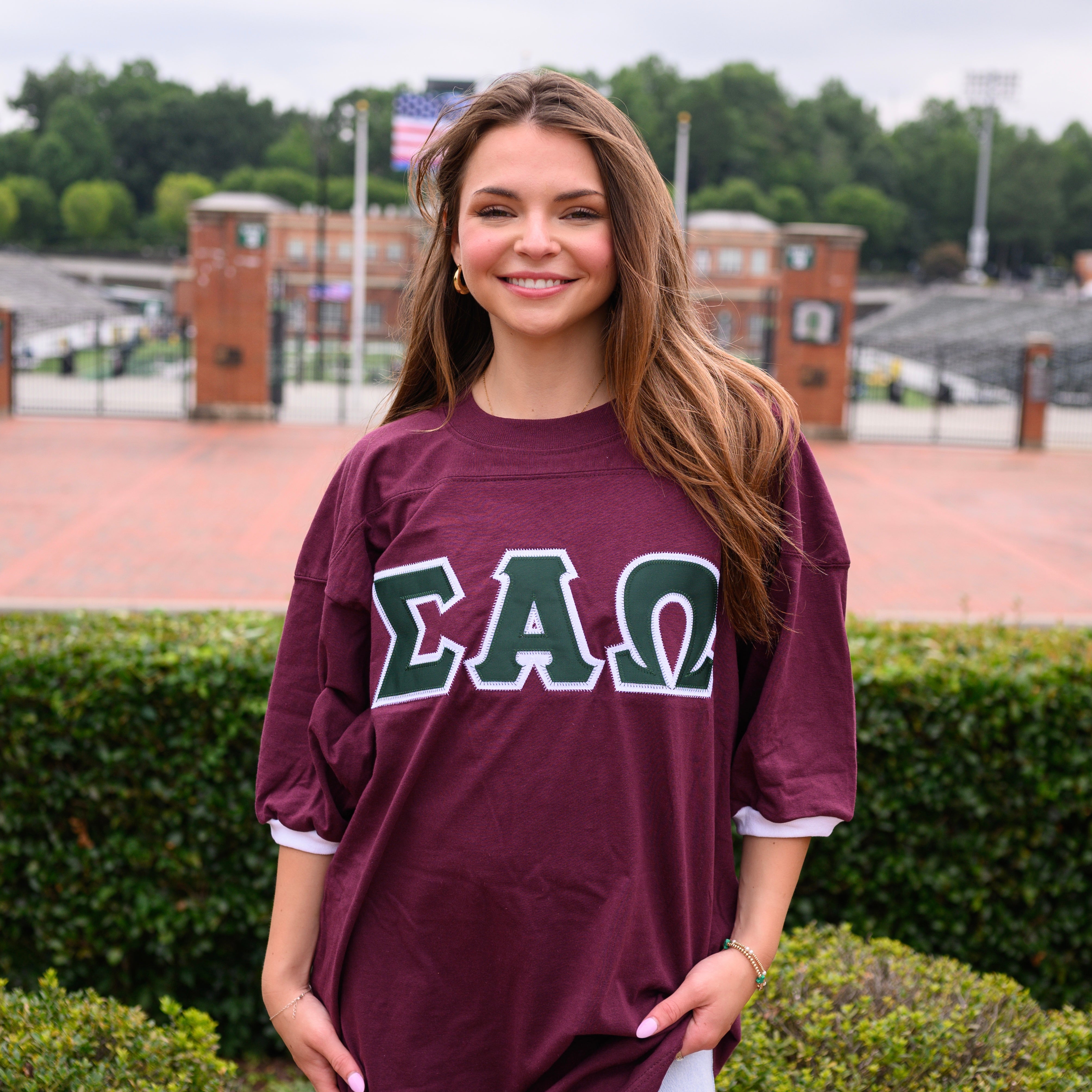 Basic Greek Letter Crew Neck Jersey - Sigma Alpha Omega
