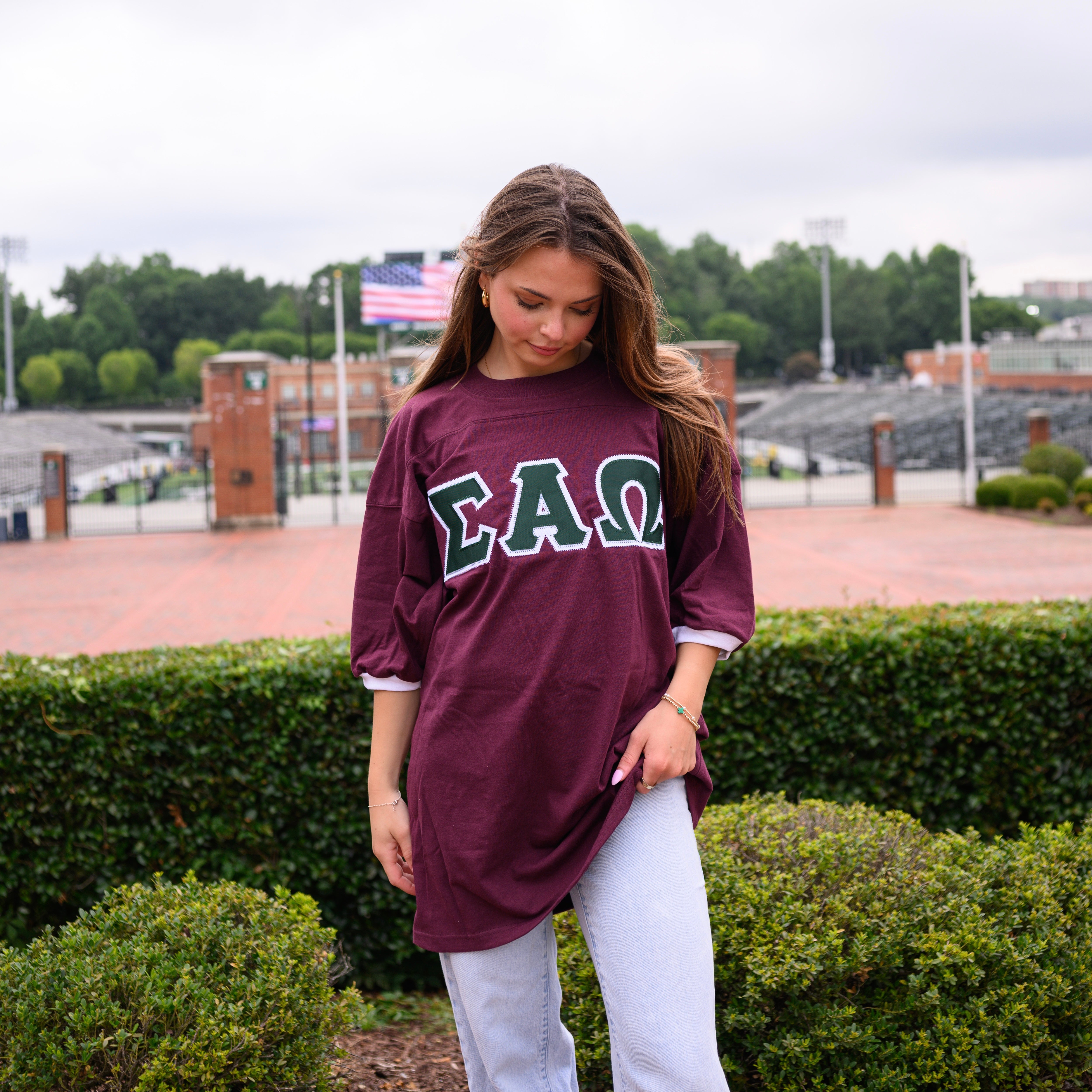 Basic Greek Letter Crew Neck Jersey - Sigma Alpha Omega