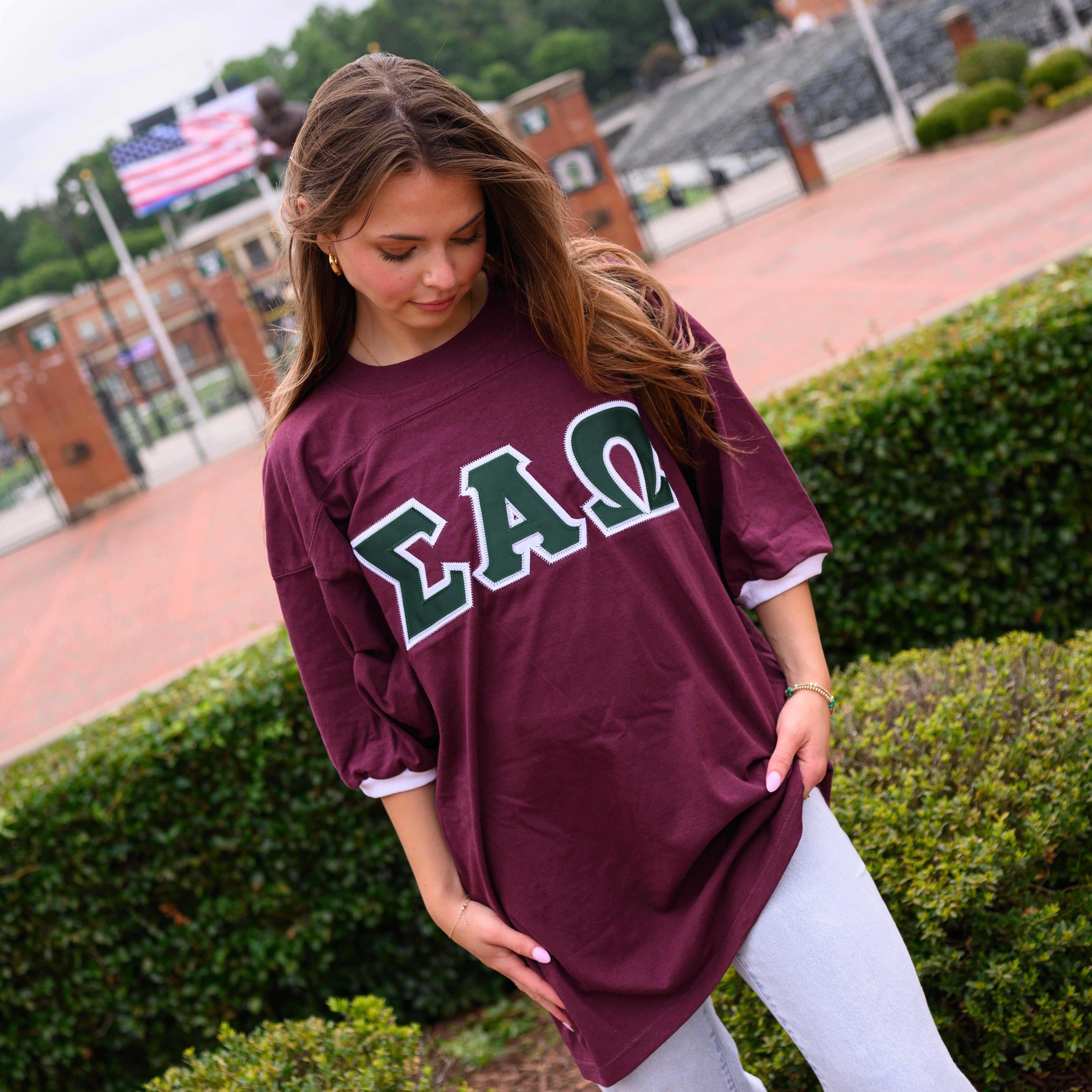 Basic Greek Letter Crew Neck Jersey - Sigma Alpha Omega