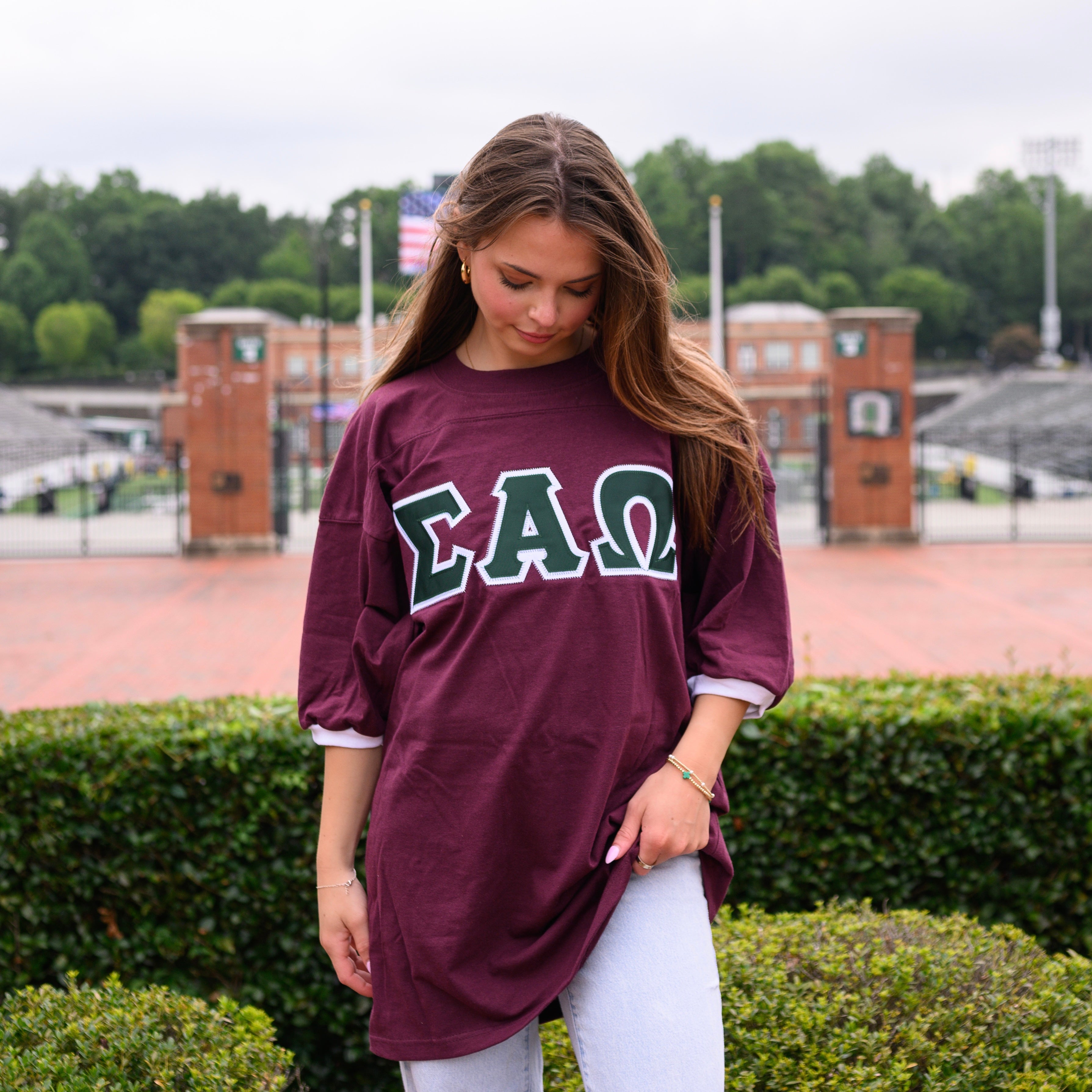 Basic Greek Letter Crew Neck Jersey - Sigma Alpha Omega