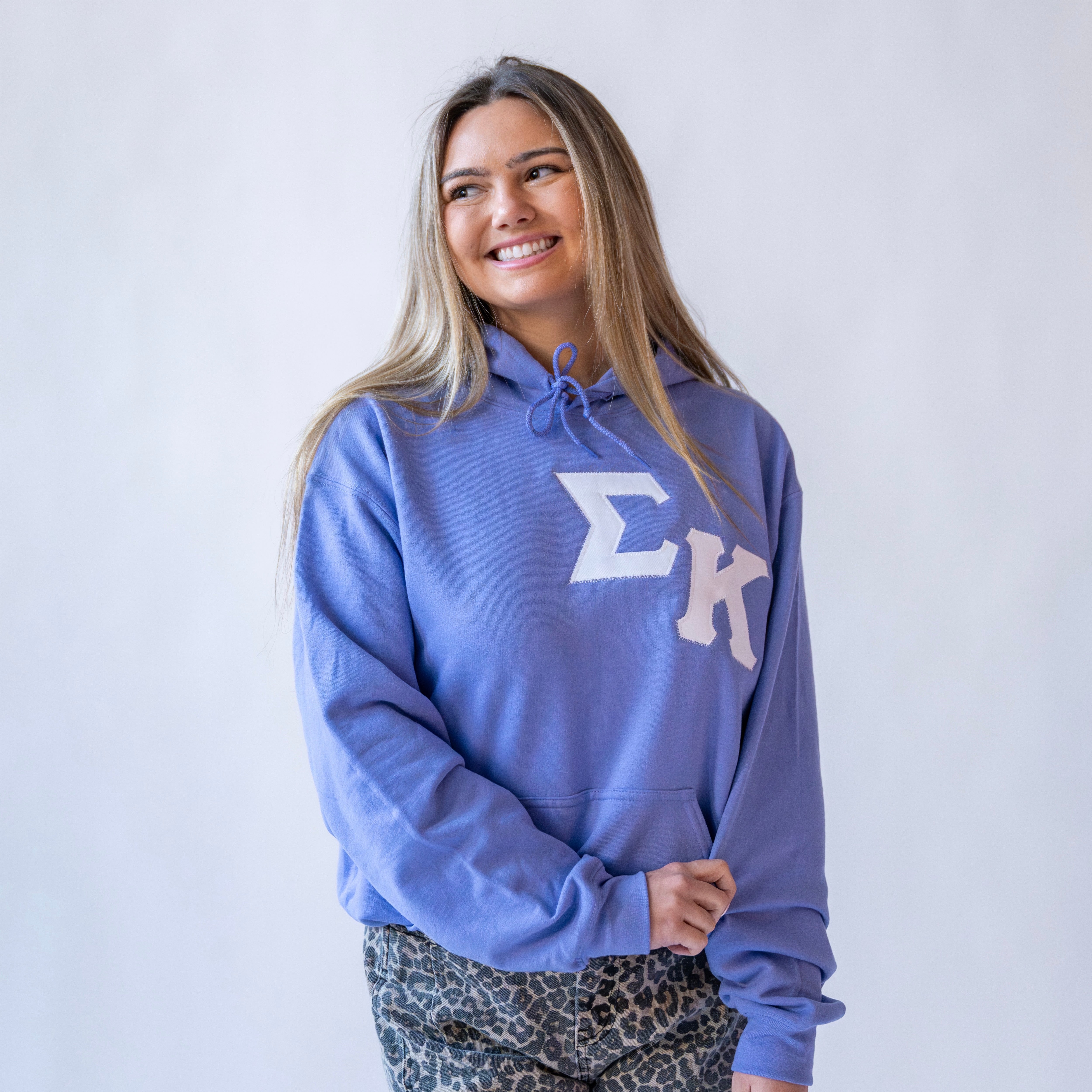 Asymmetrical Greek Letter Hooded Sweatshirt