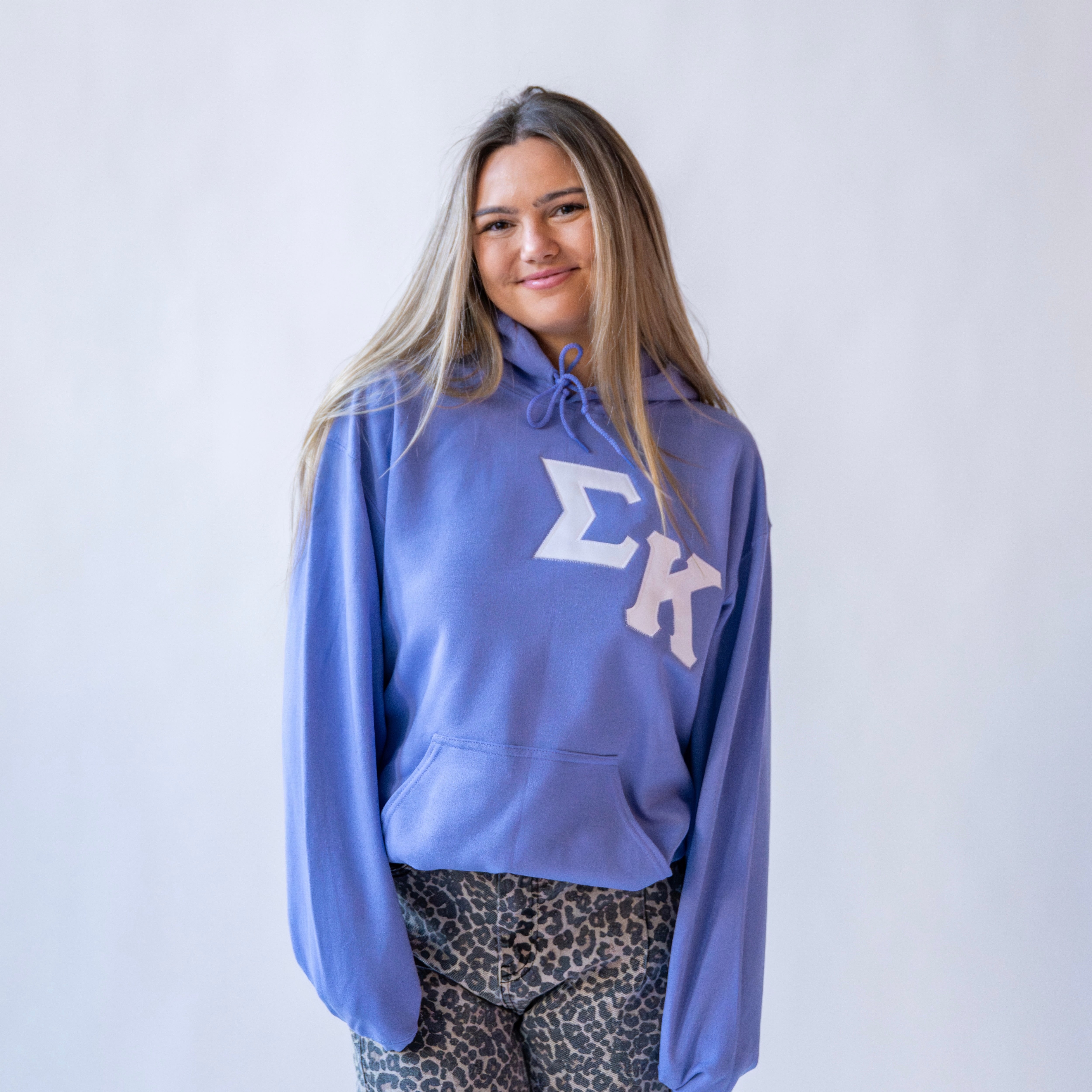 Asymmetrical Greek Letter Hooded Sweatshirt - Sigma Kappa