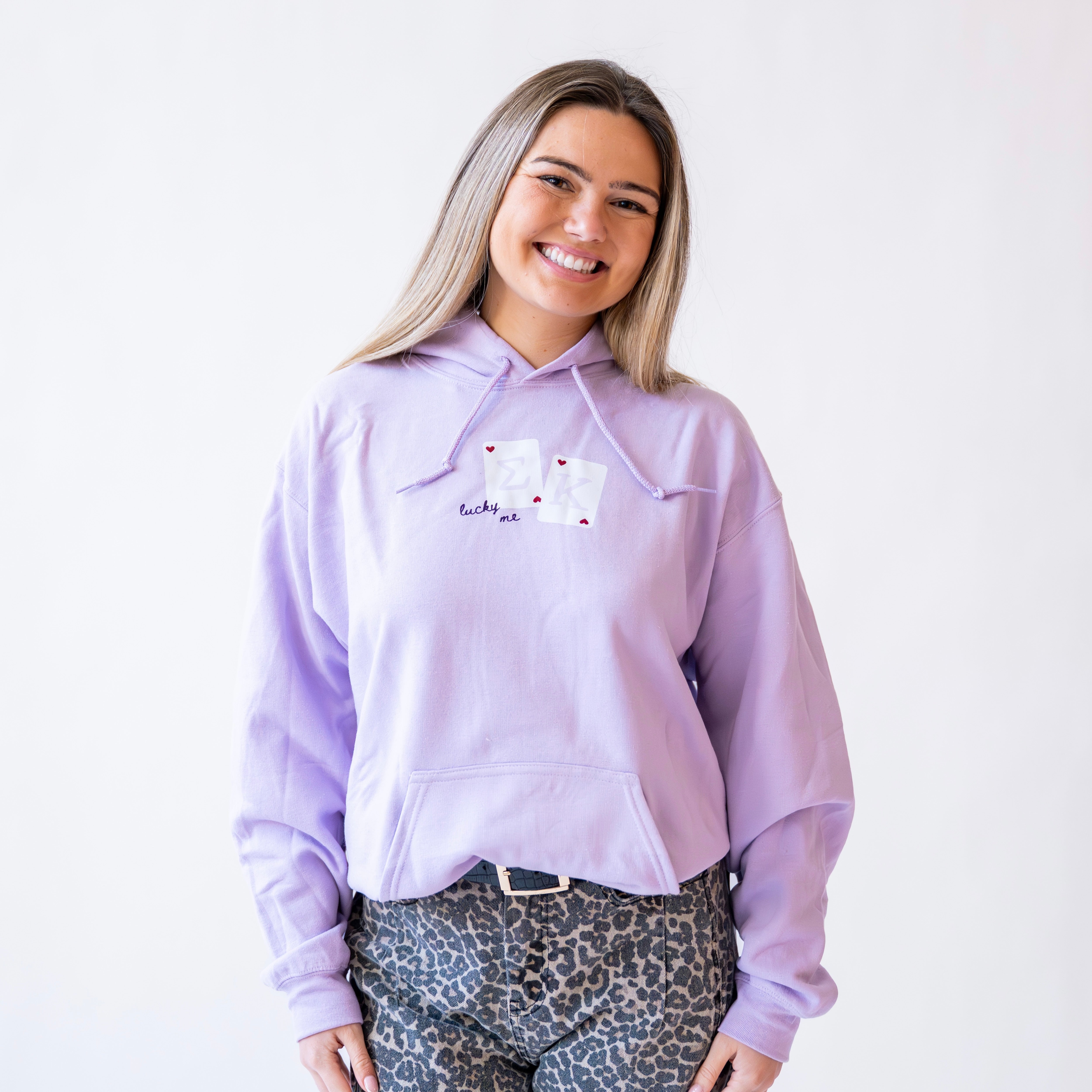 Lucky Me Queen of Hearts Hoodie Sweatshirt - Sigma Kappa