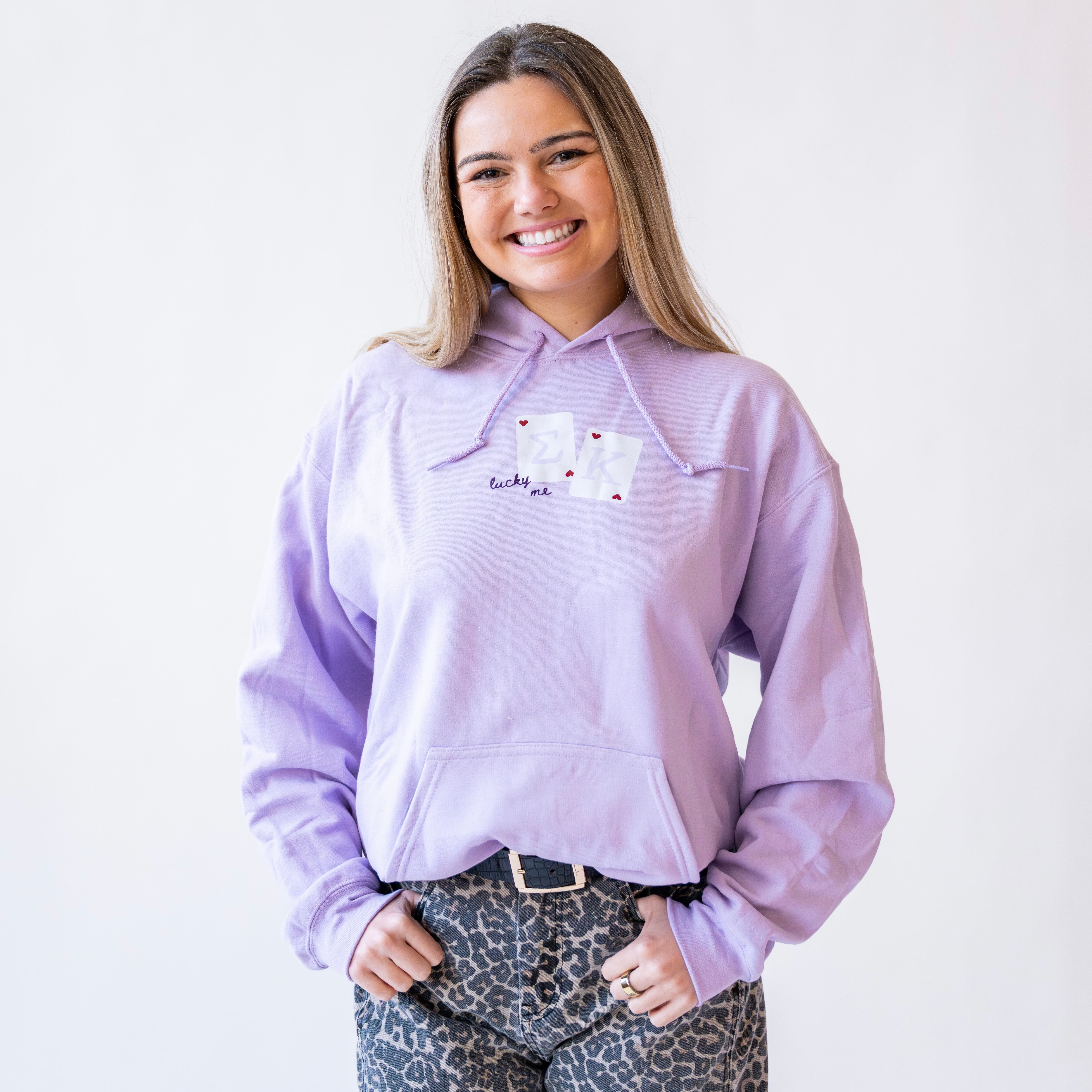 Lucky Me Queen of Hearts Hoodie Sweatshirt - Sigma Kappa