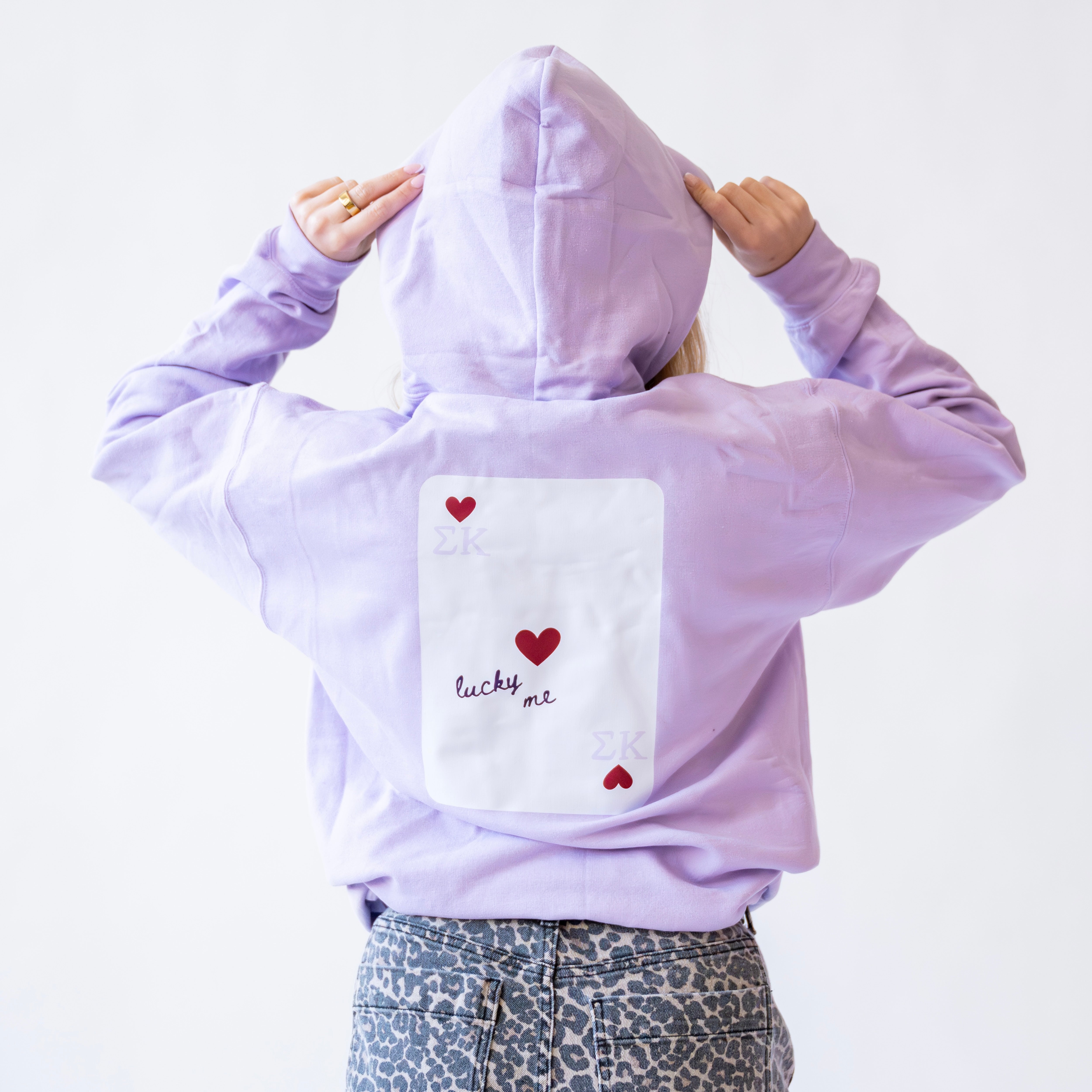 Lucky Me Queen of Hearts Hoodie Sweatshirt - Sigma Kappa