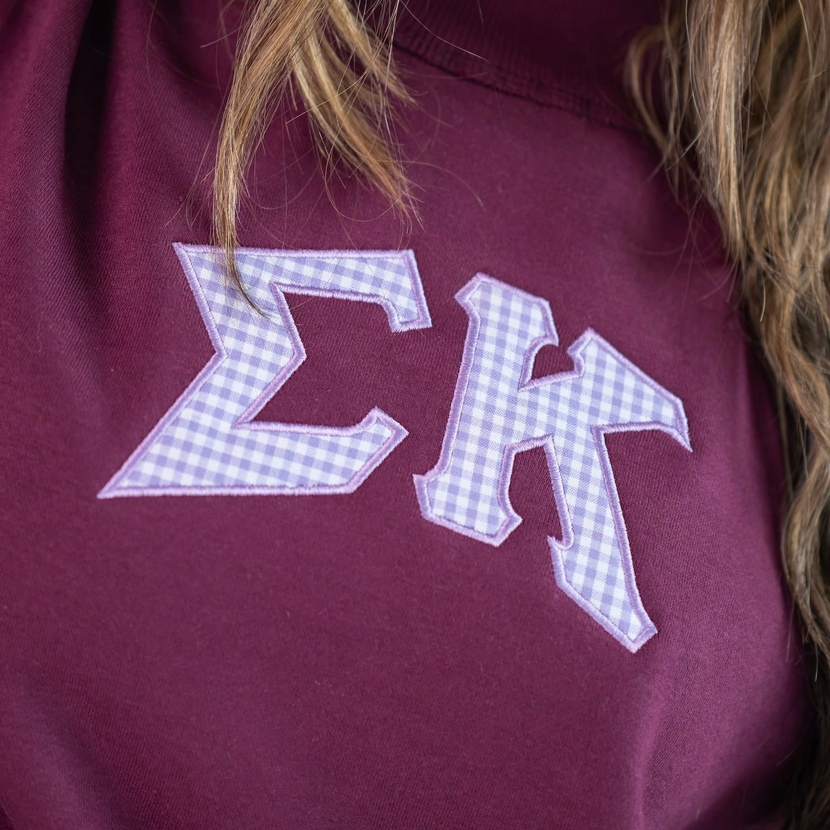 That Girl Gingham Greek Letter Mockneck Sweatshirt