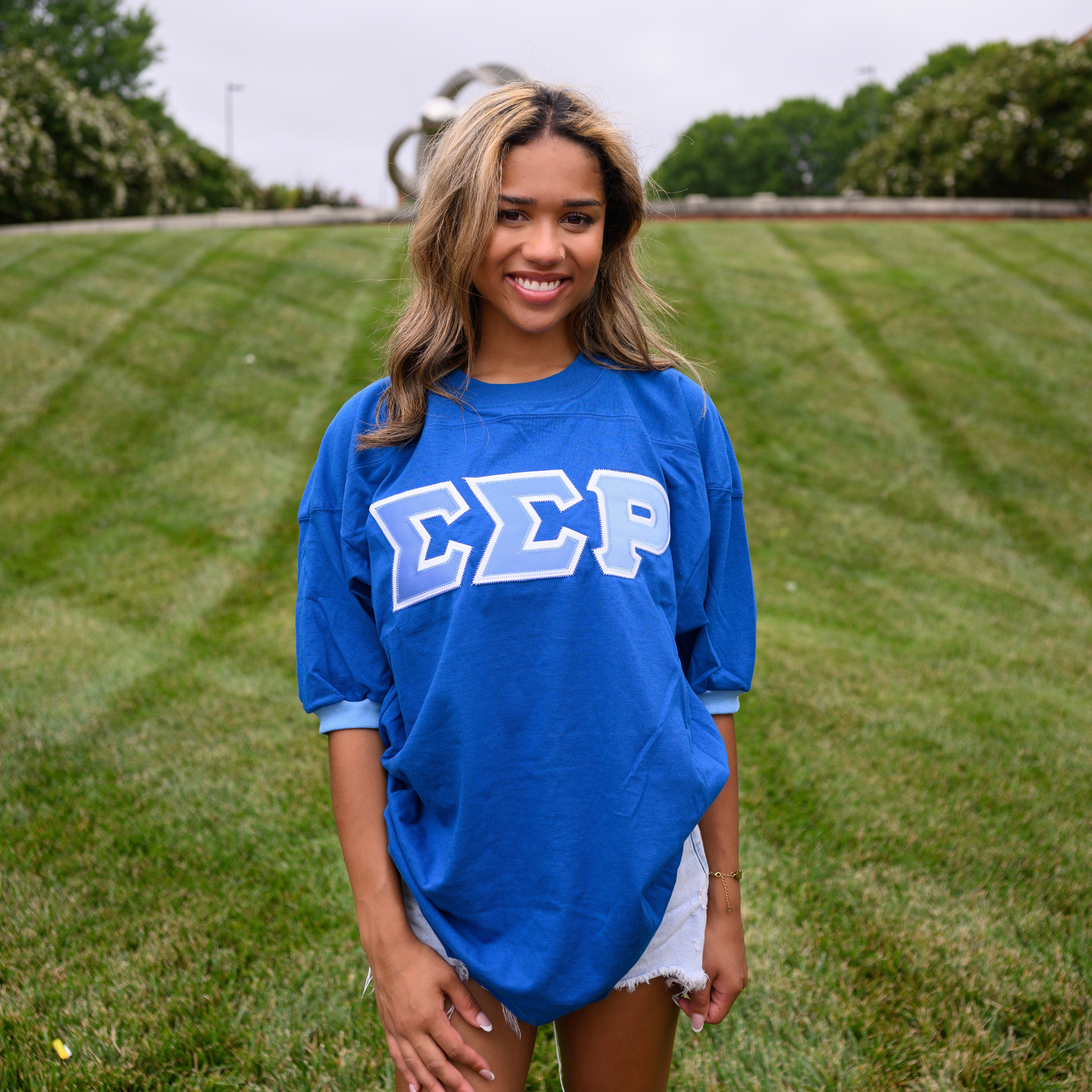 Basic Greek Letter Crew Neck Jersey - Sigma Sigma Rho