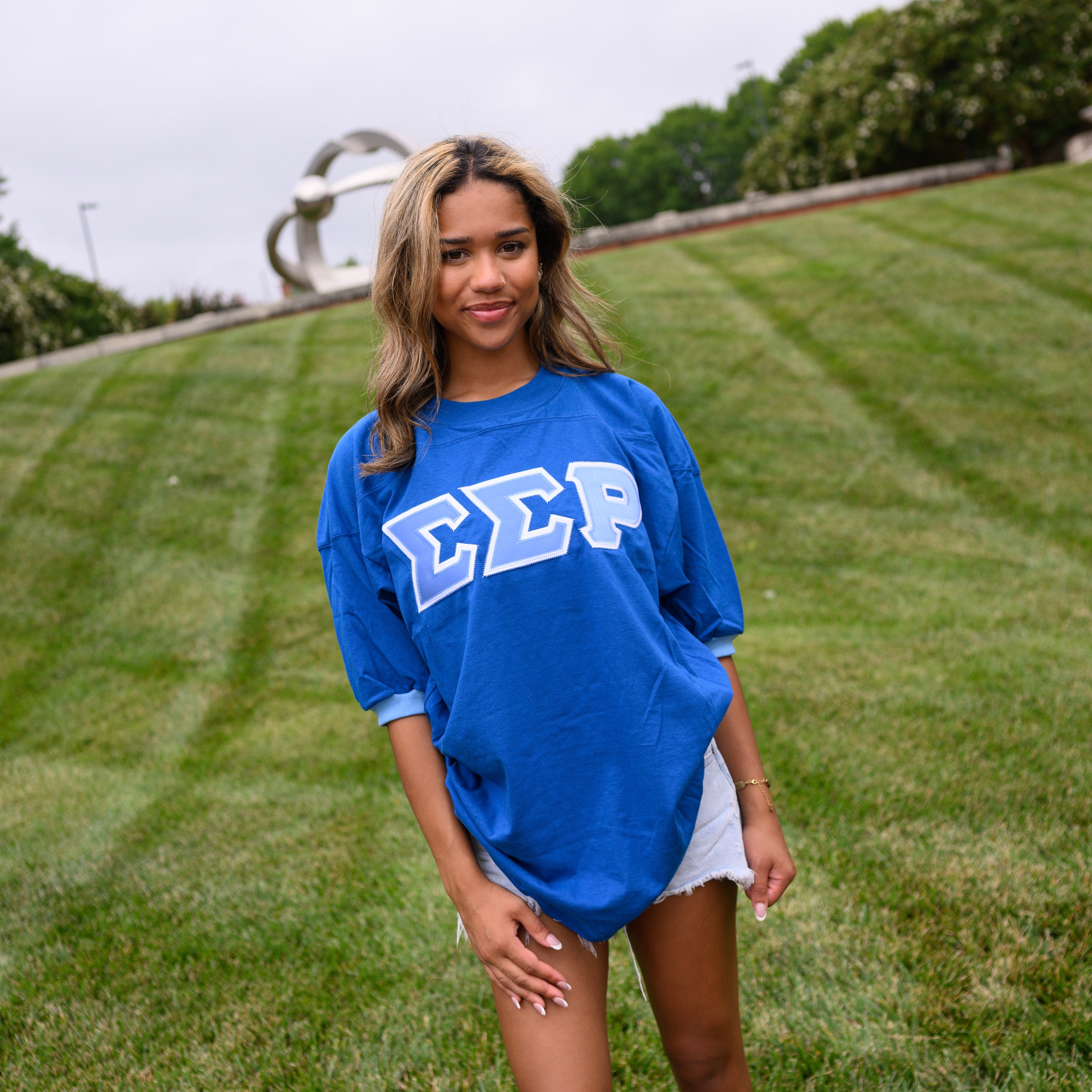 Basic Greek Letter Crew Neck Jersey - Sigma Sigma Rho