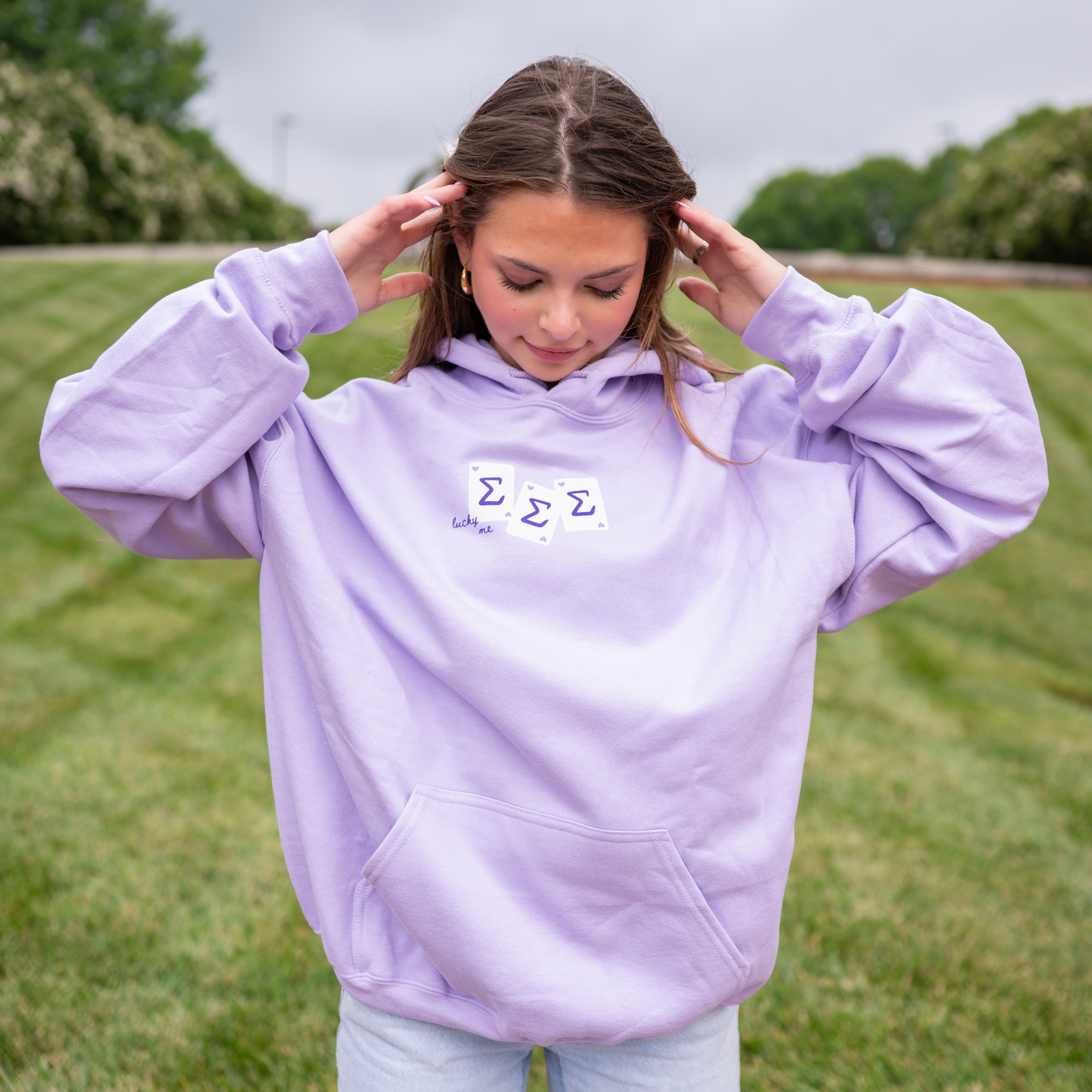 Lucky Me Queen of Hearts Hoodie Sweatshirt - Sigma Sigma Sigma