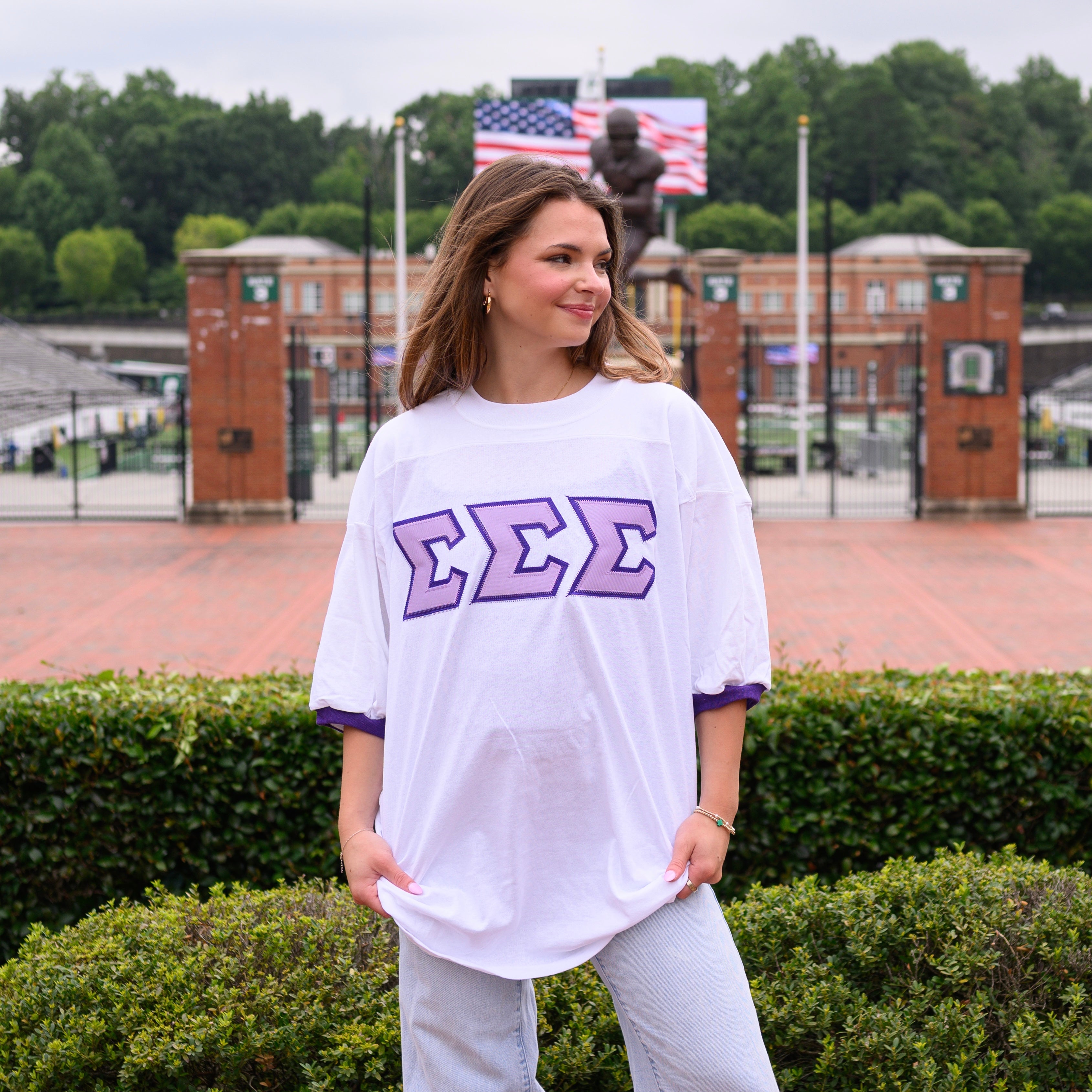 Basic Greek Letter Crew Neck Jersey - Sigma Sigma Sigma