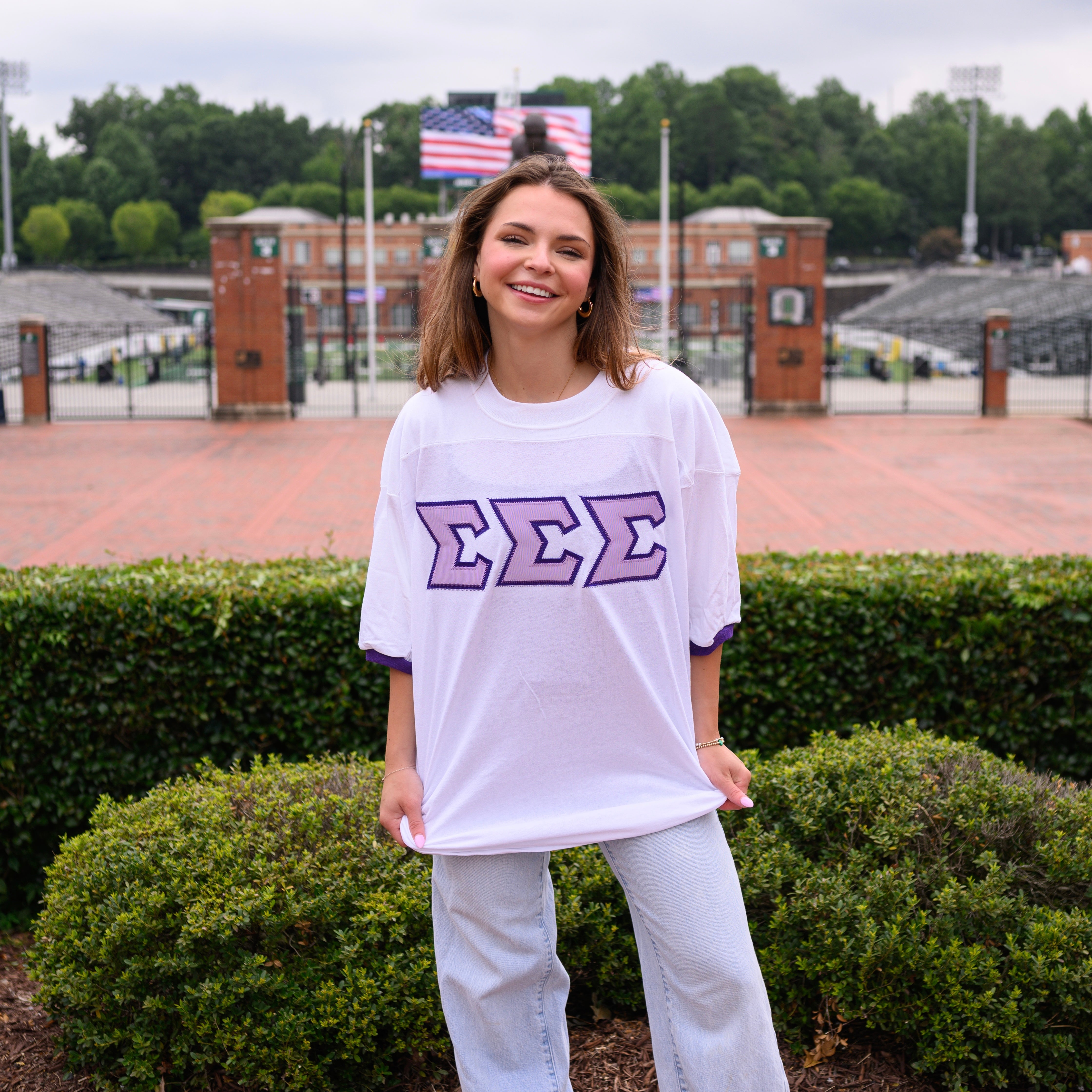 Basic Greek Letter Crew Neck Jersey - Sigma Sigma Sigma