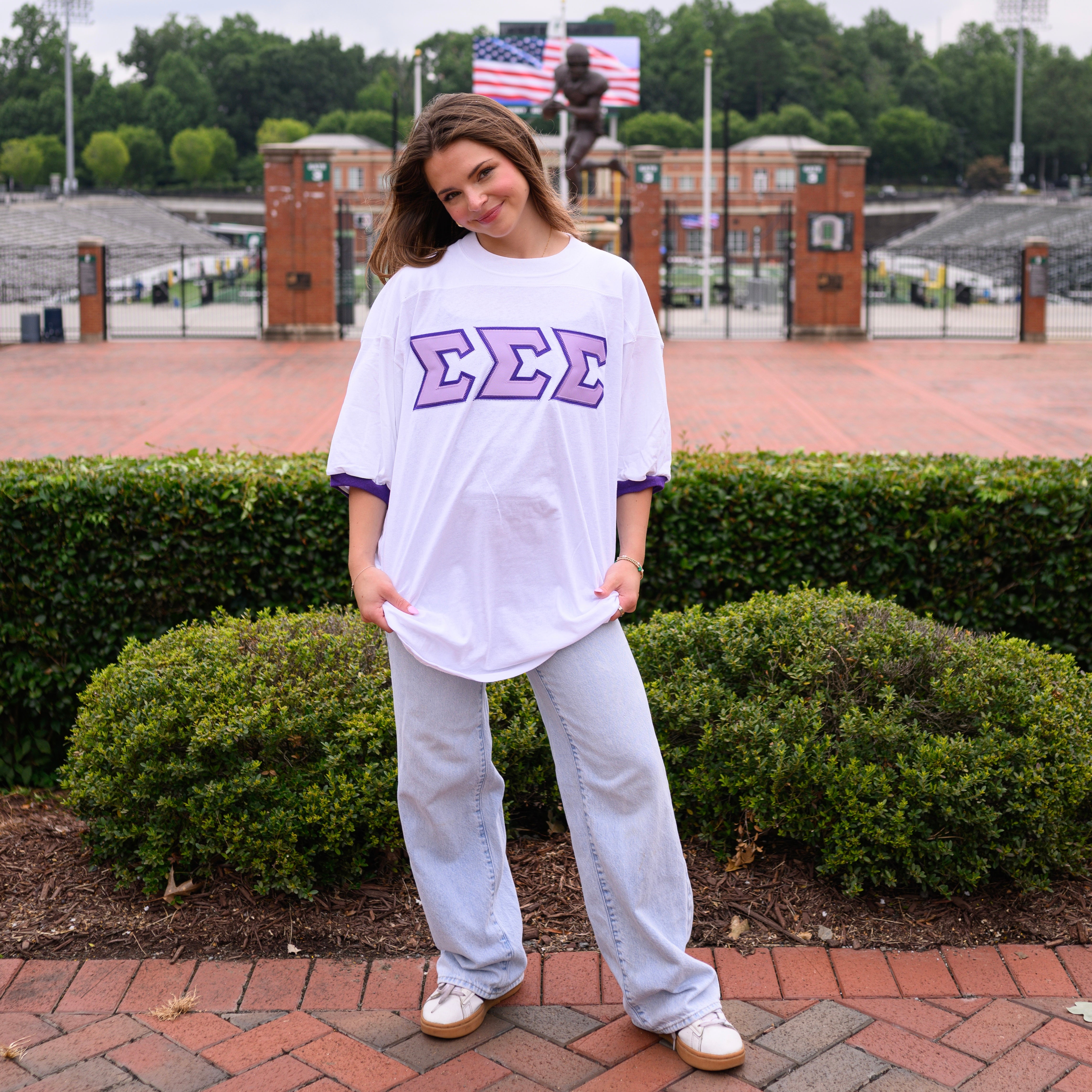 Basic Greek Letter Crew Neck Jersey - Sigma Sigma Sigma