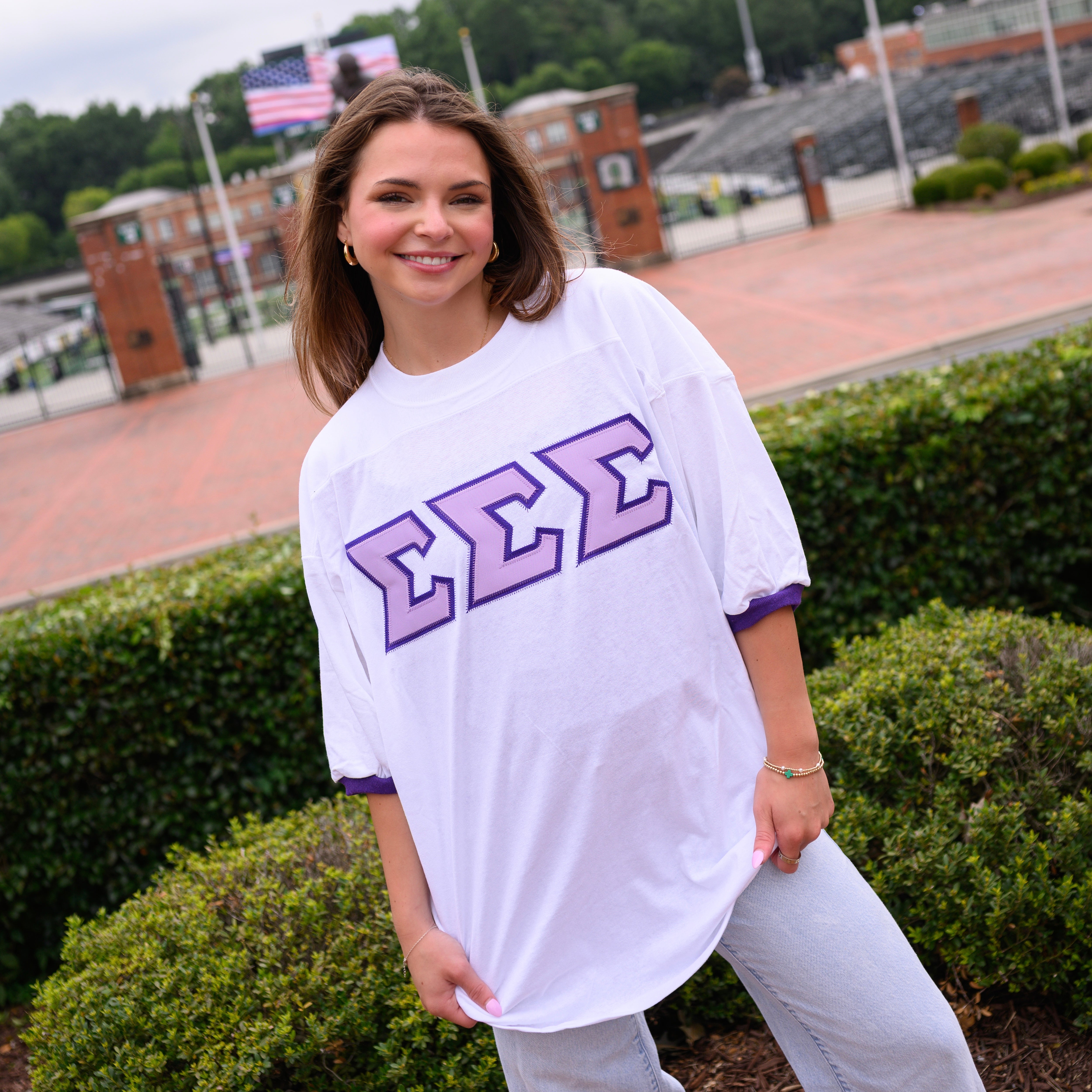 Basic Greek Letter Crew Neck Jersey - Sigma Sigma Sigma