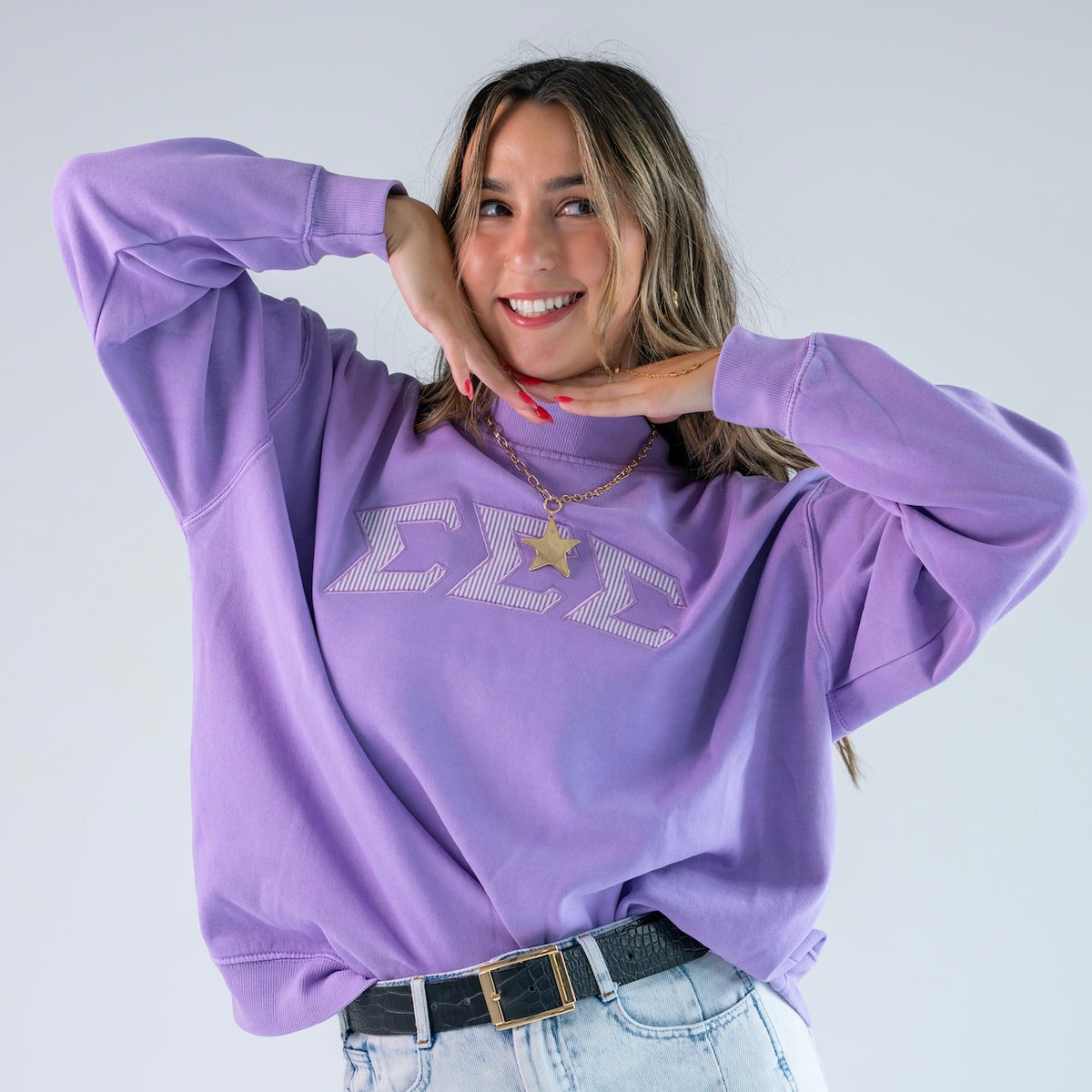 That Girl Seersucker Mockneck Sweatshirt - Sigma Sigma Sigma