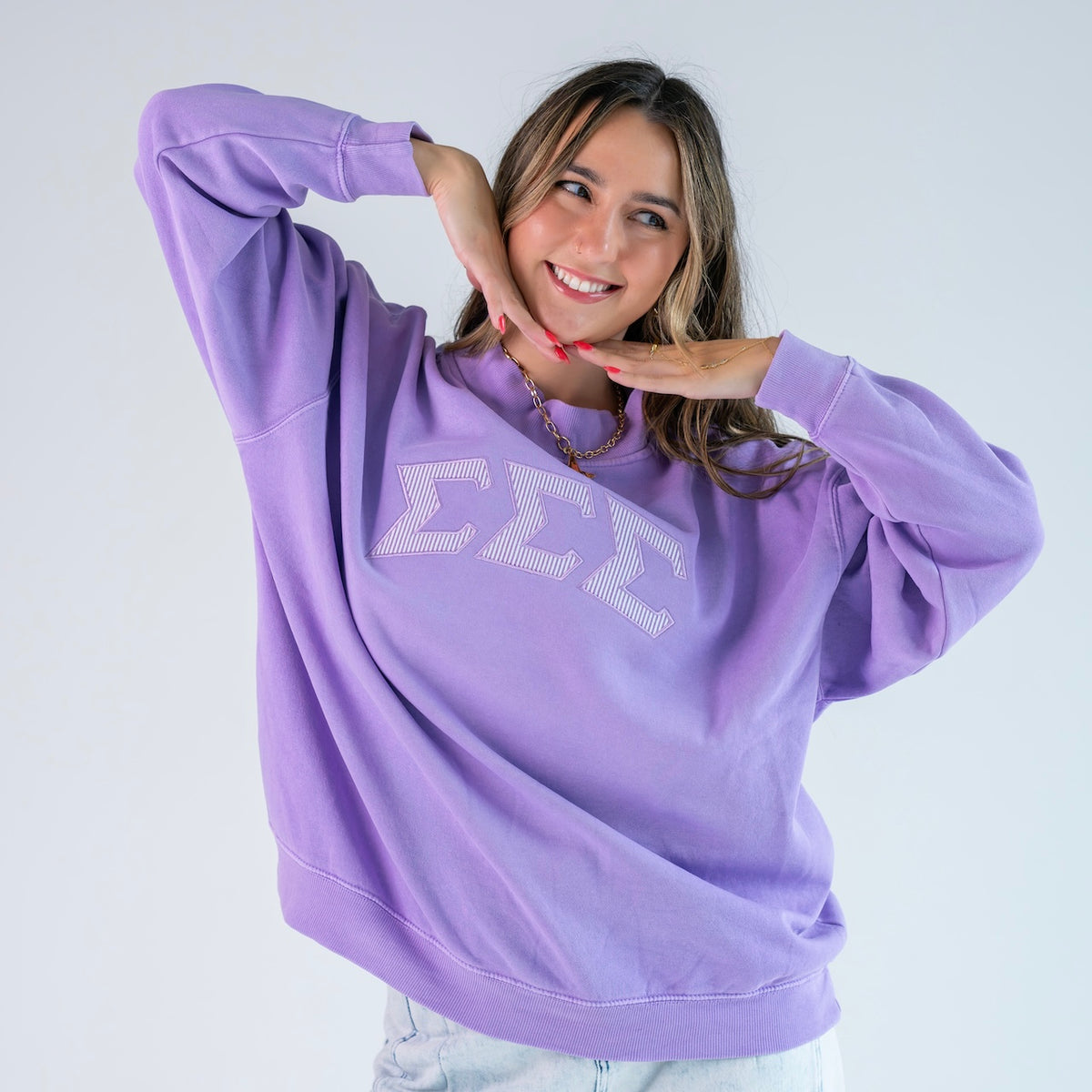 That Girl Seersucker Mockneck Sweatshirt - Sigma Sigma Sigma