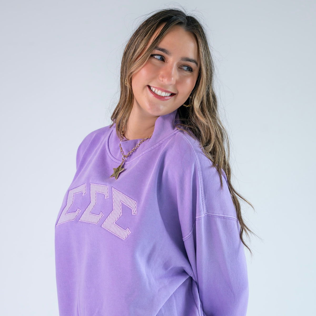 That Girl Seersucker Mockneck Sweatshirt - Sigma Sigma Sigma
