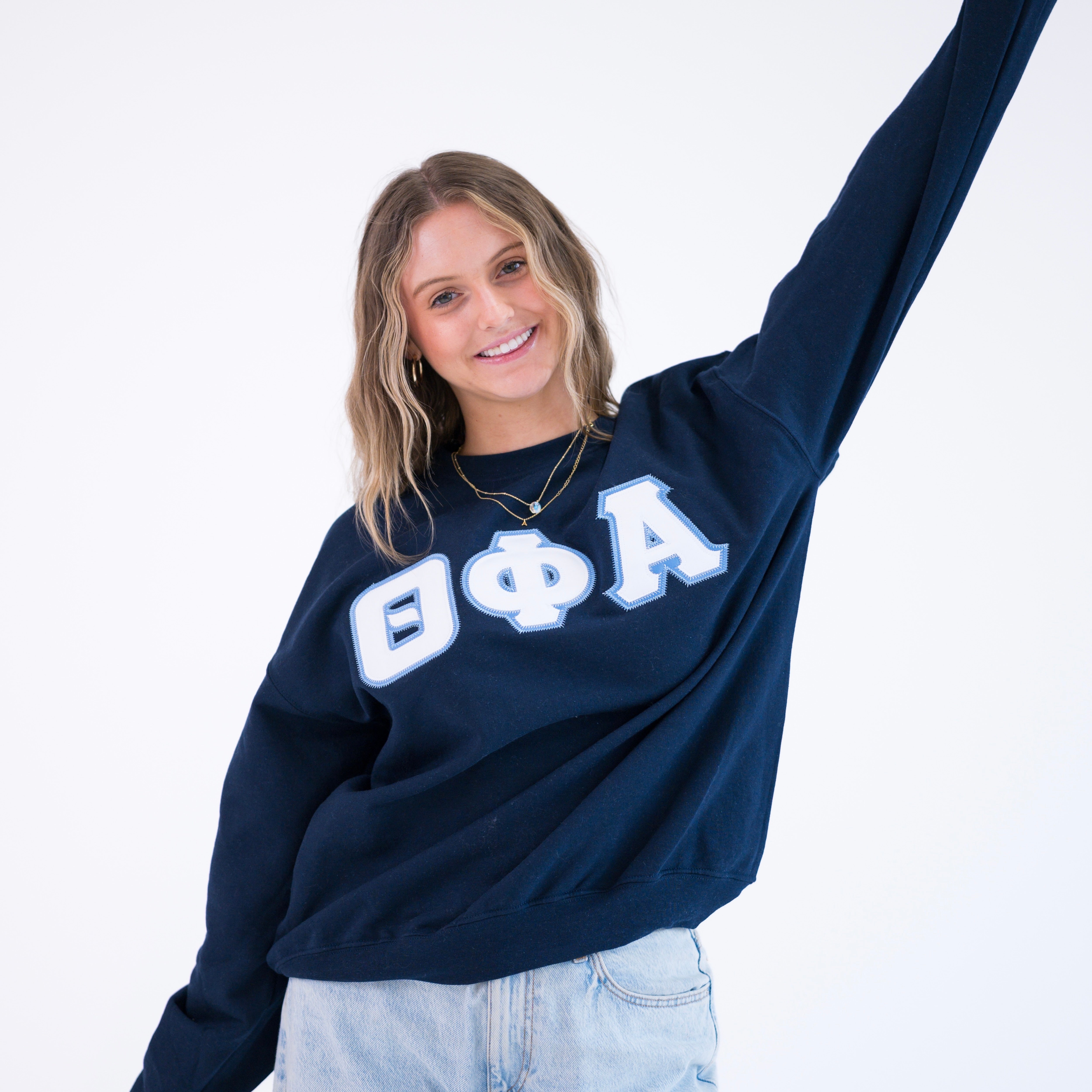 Basic Greek Letter Crewneck Sweatshirt - Theta Phi Alpha