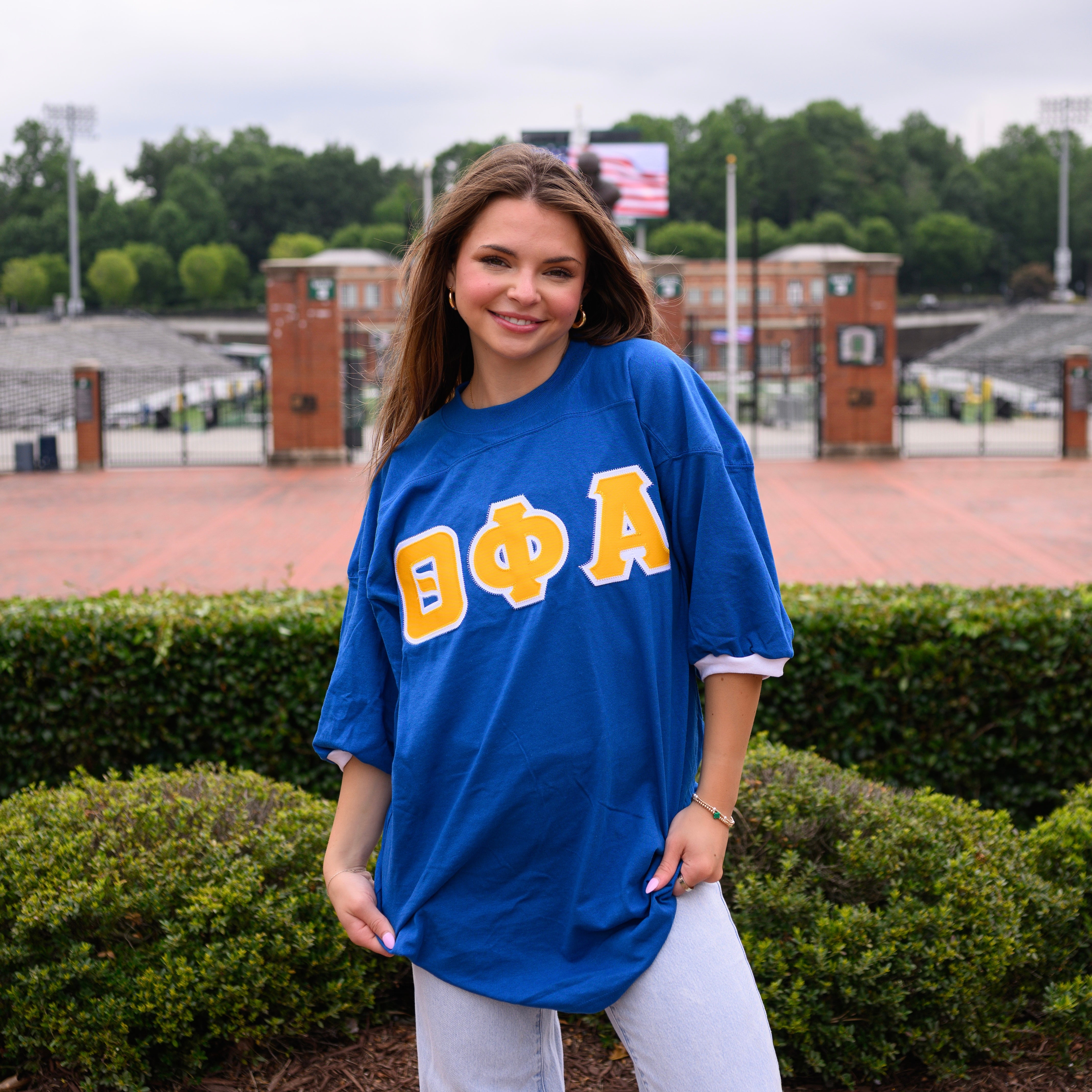 Basic Greek Letter Crew Neck Jersey - Theta Phi Alpha