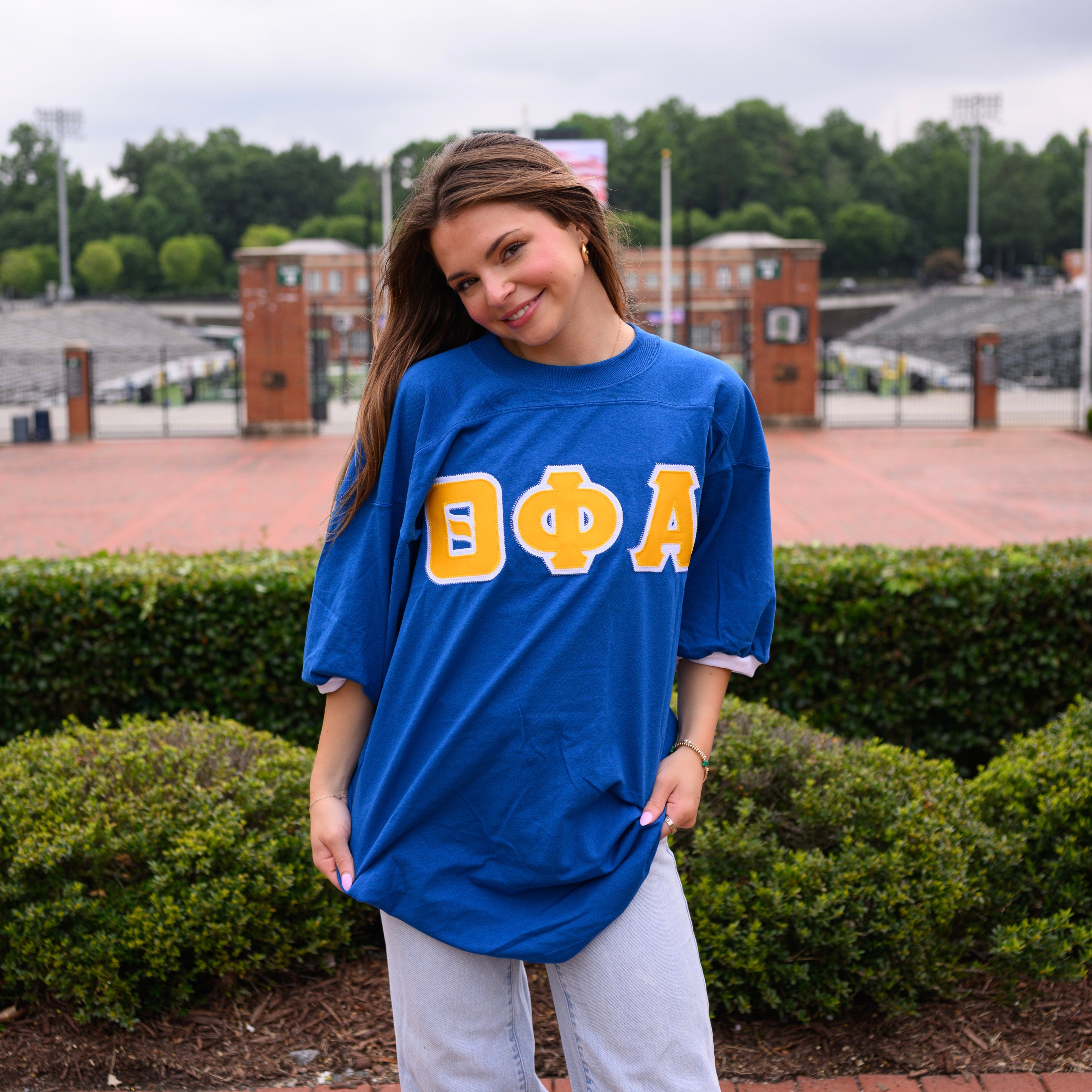 Basic Greek Letter Crew Neck Jersey - Theta Phi Alpha