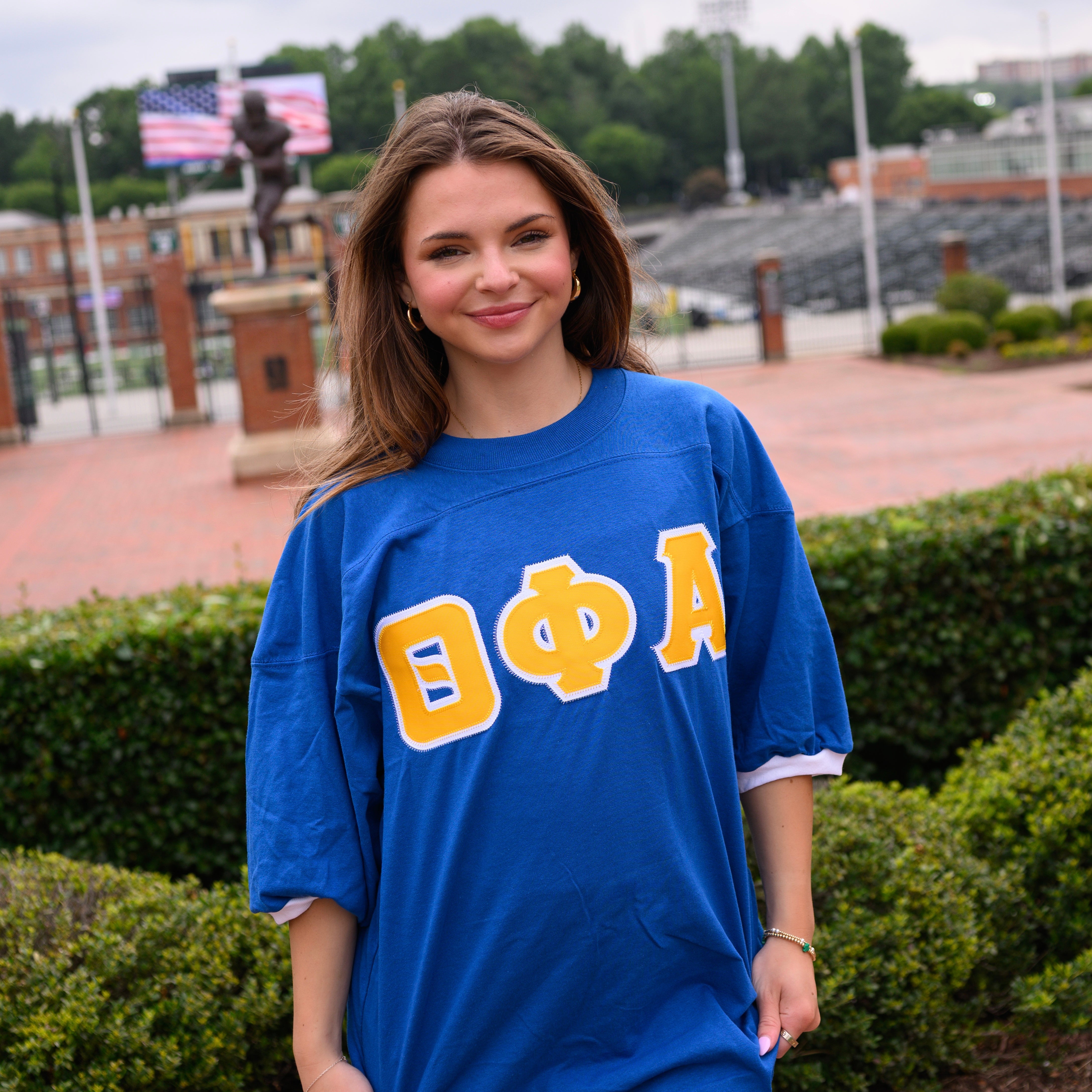 Basic Greek Letter Crew Neck Jersey - Theta Phi Alpha