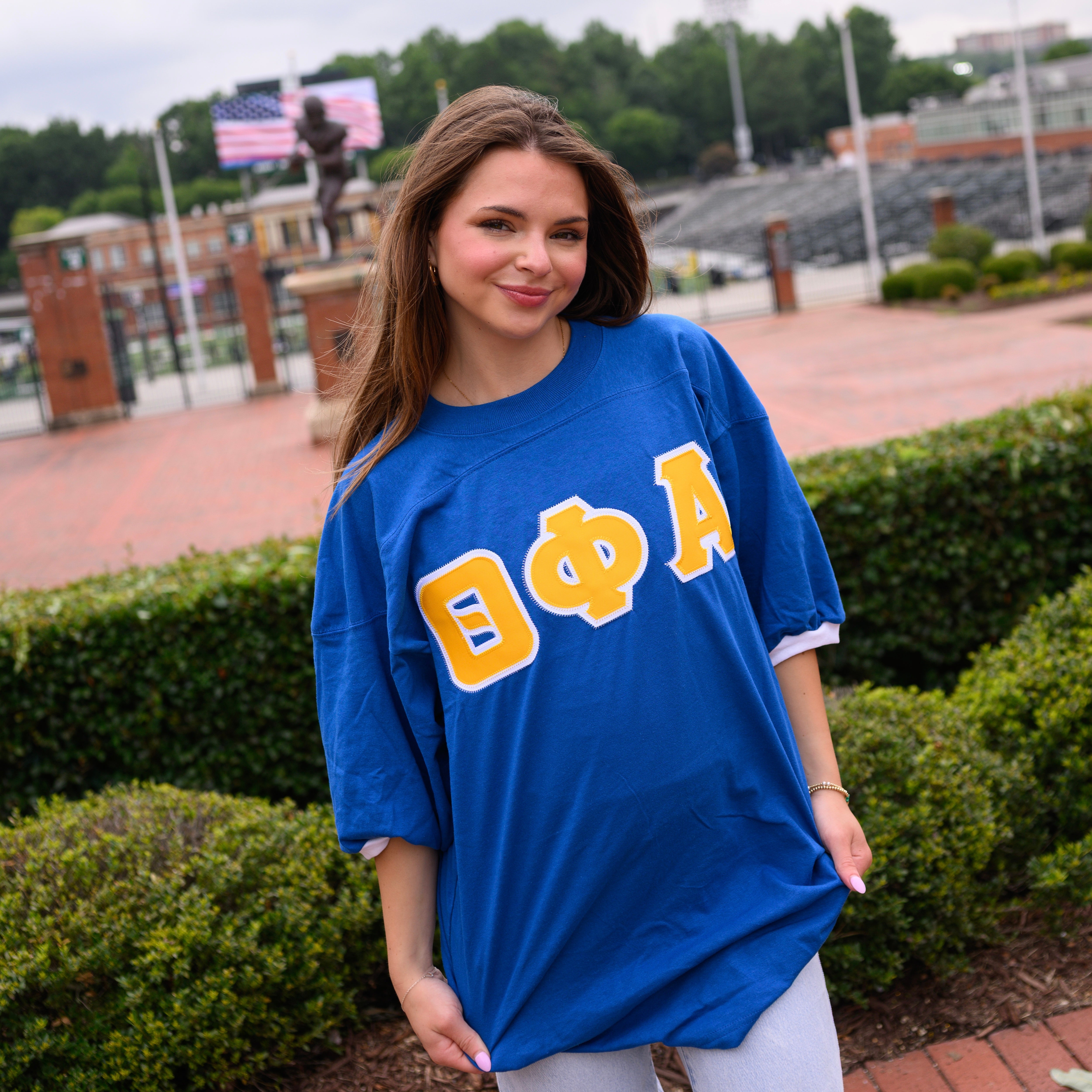 Basic Greek Letter Crew Neck Jersey - Theta Phi Alpha