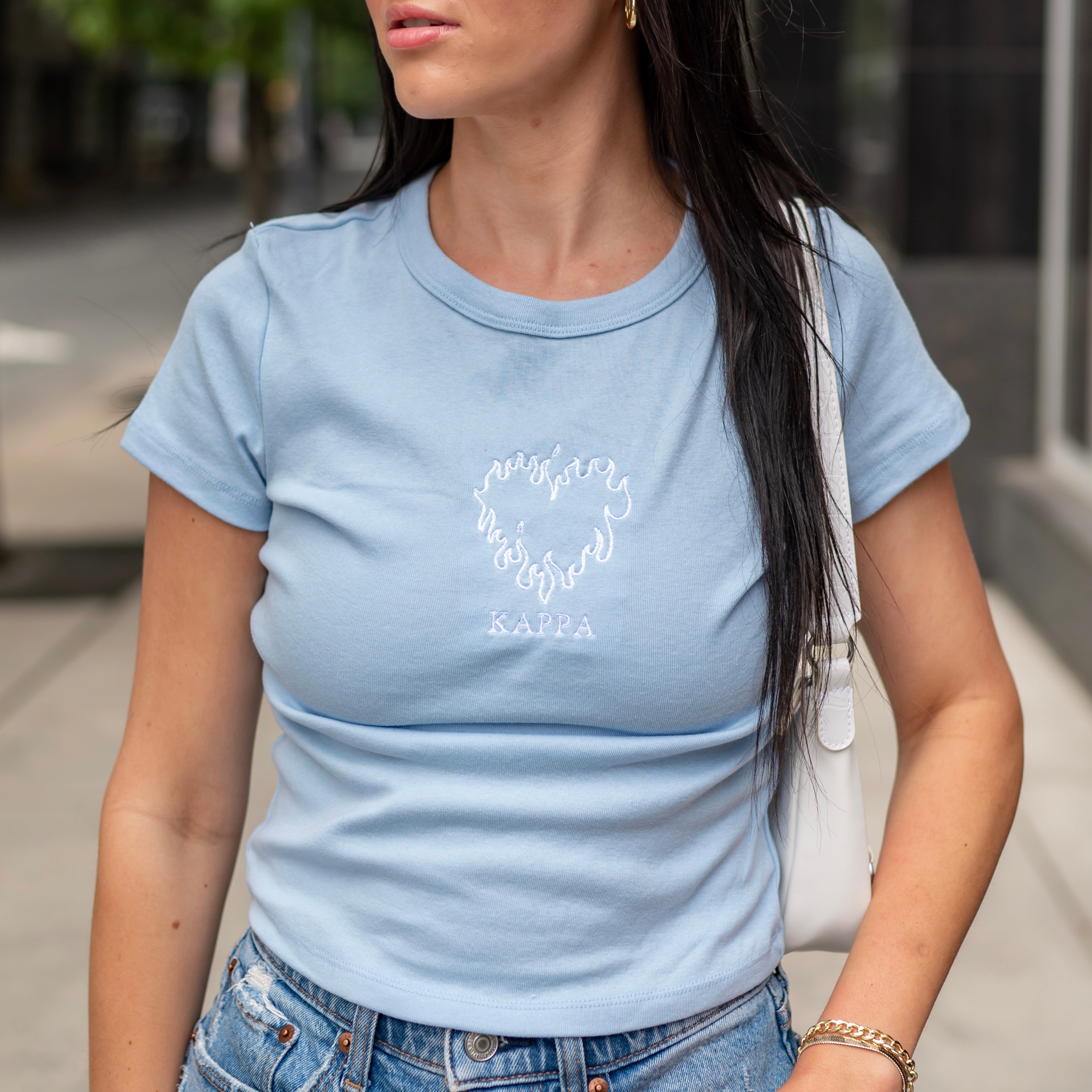 Twin Flame Embroidered Baby Doll Tee