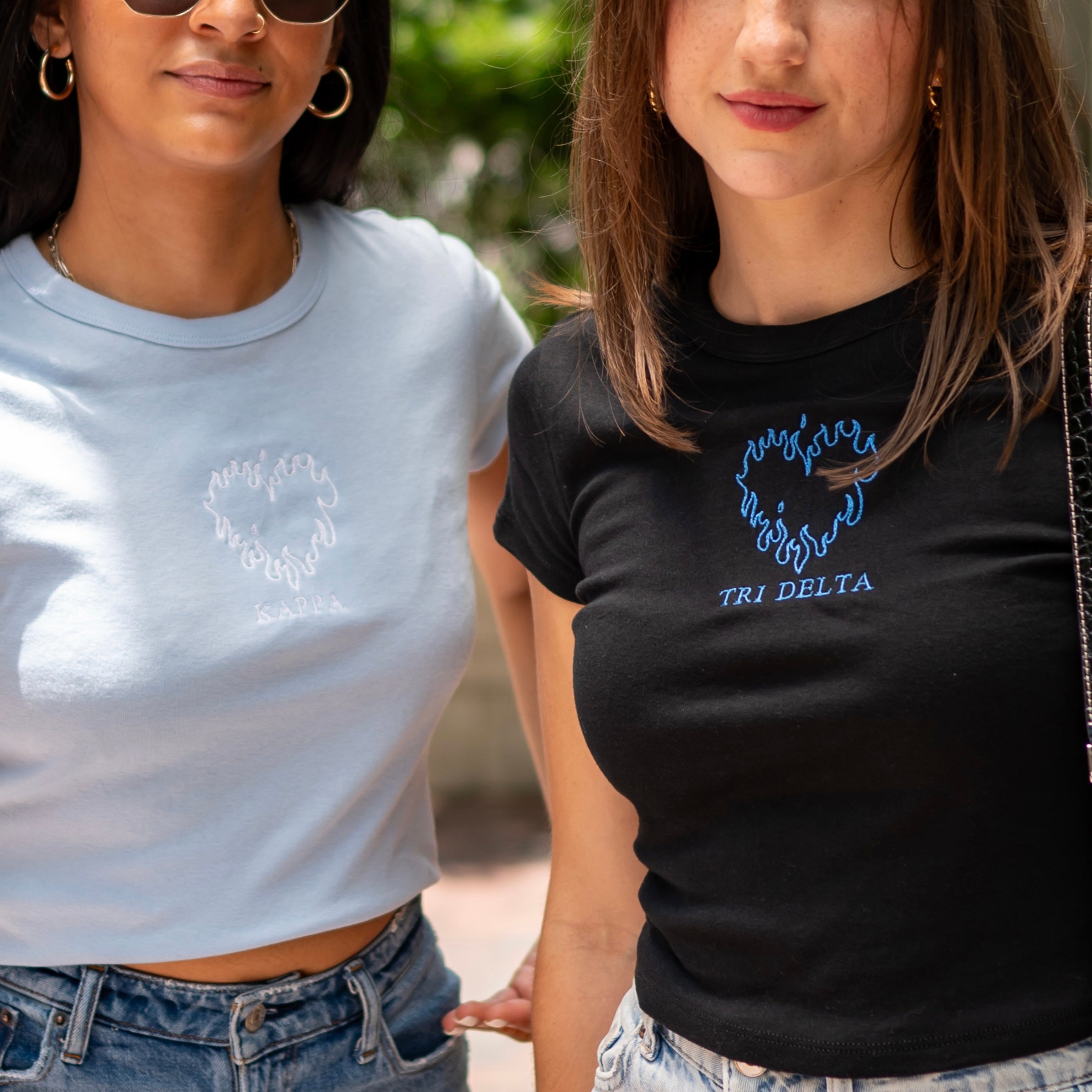 Twin Flame Embroidered Baby Doll Tee