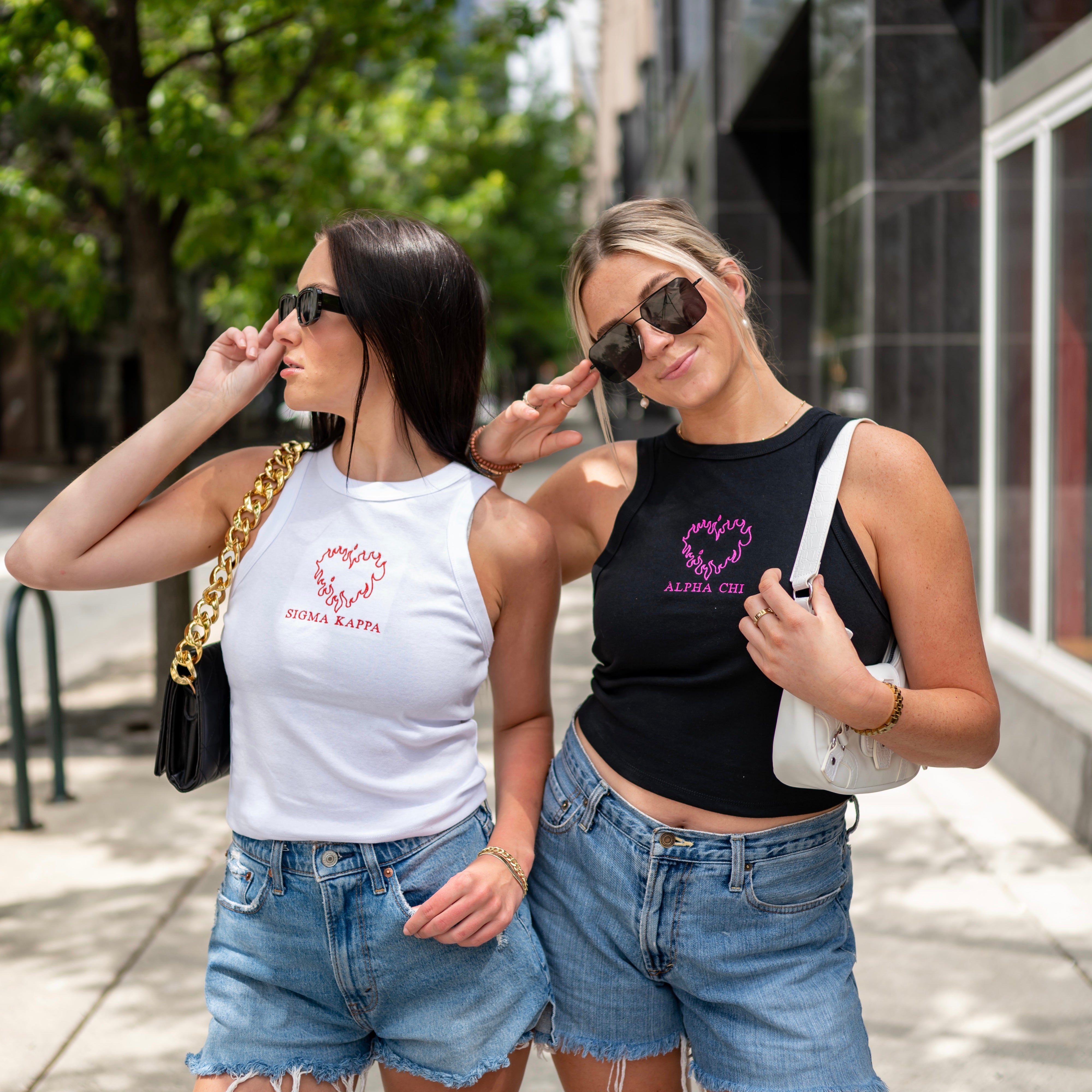 Twin Flame Embroidered Cropped Tank Top