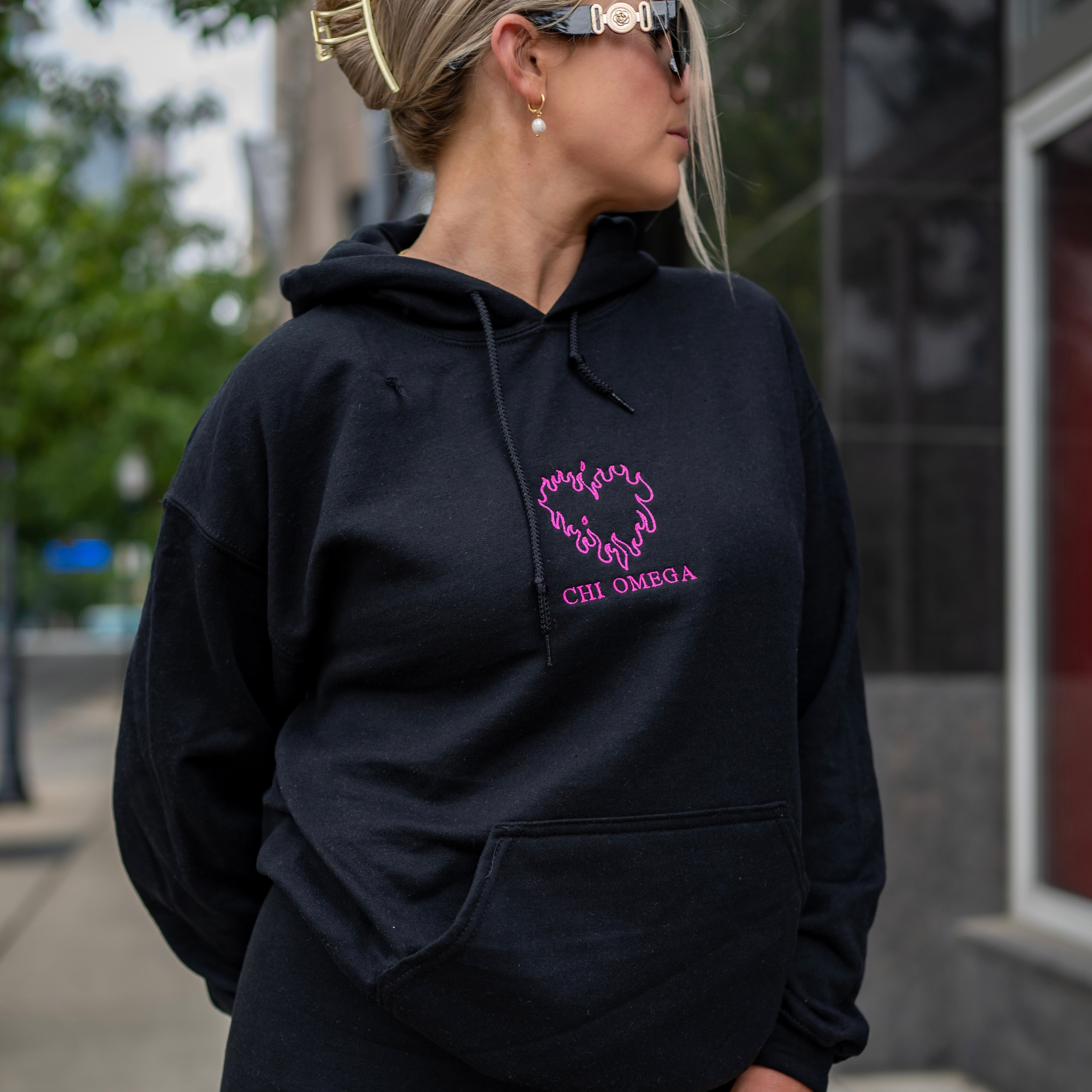 Twin Flame Embroidered Hoodie Sweatshirt