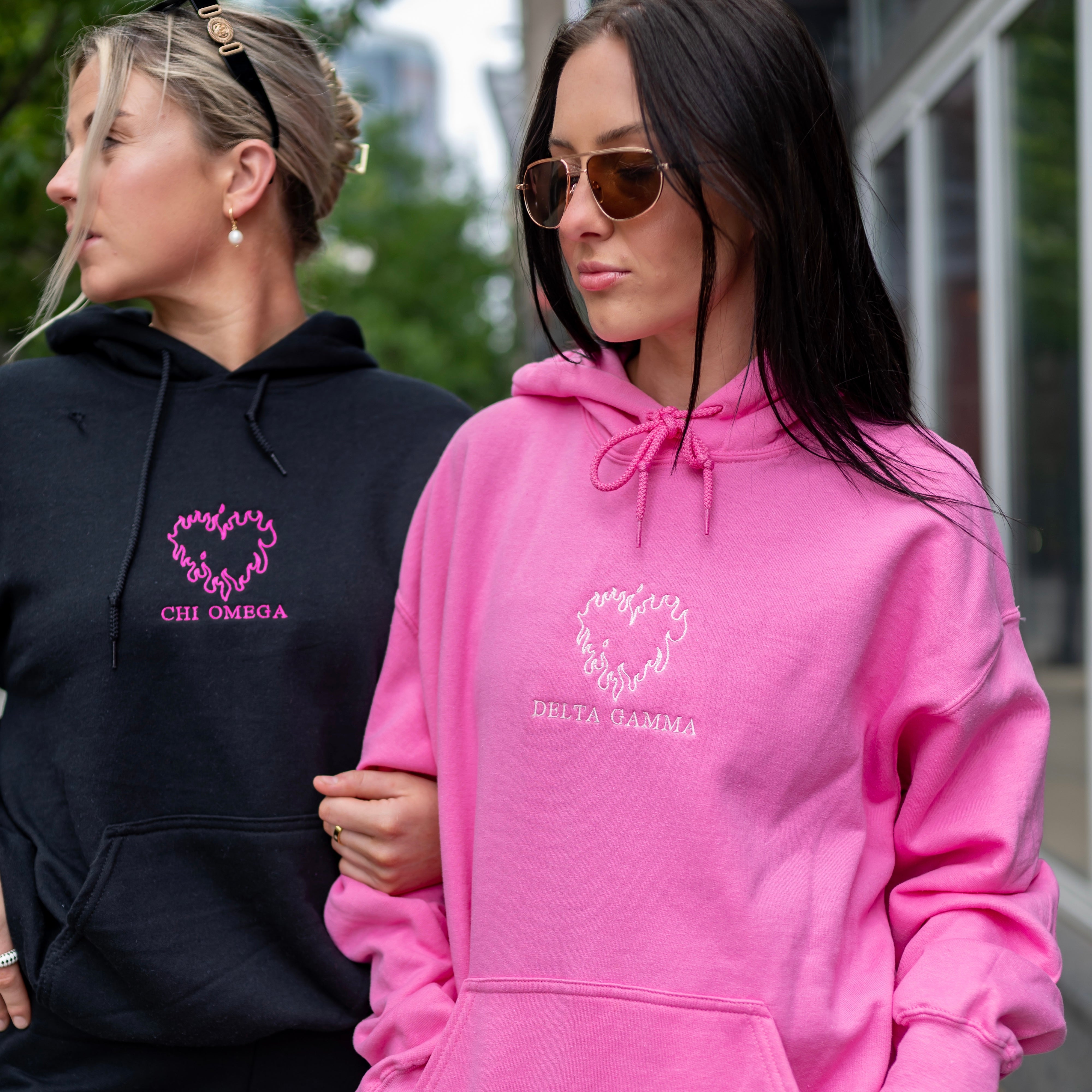 Twin Flame Embroidered Hoodie Sweatshirt